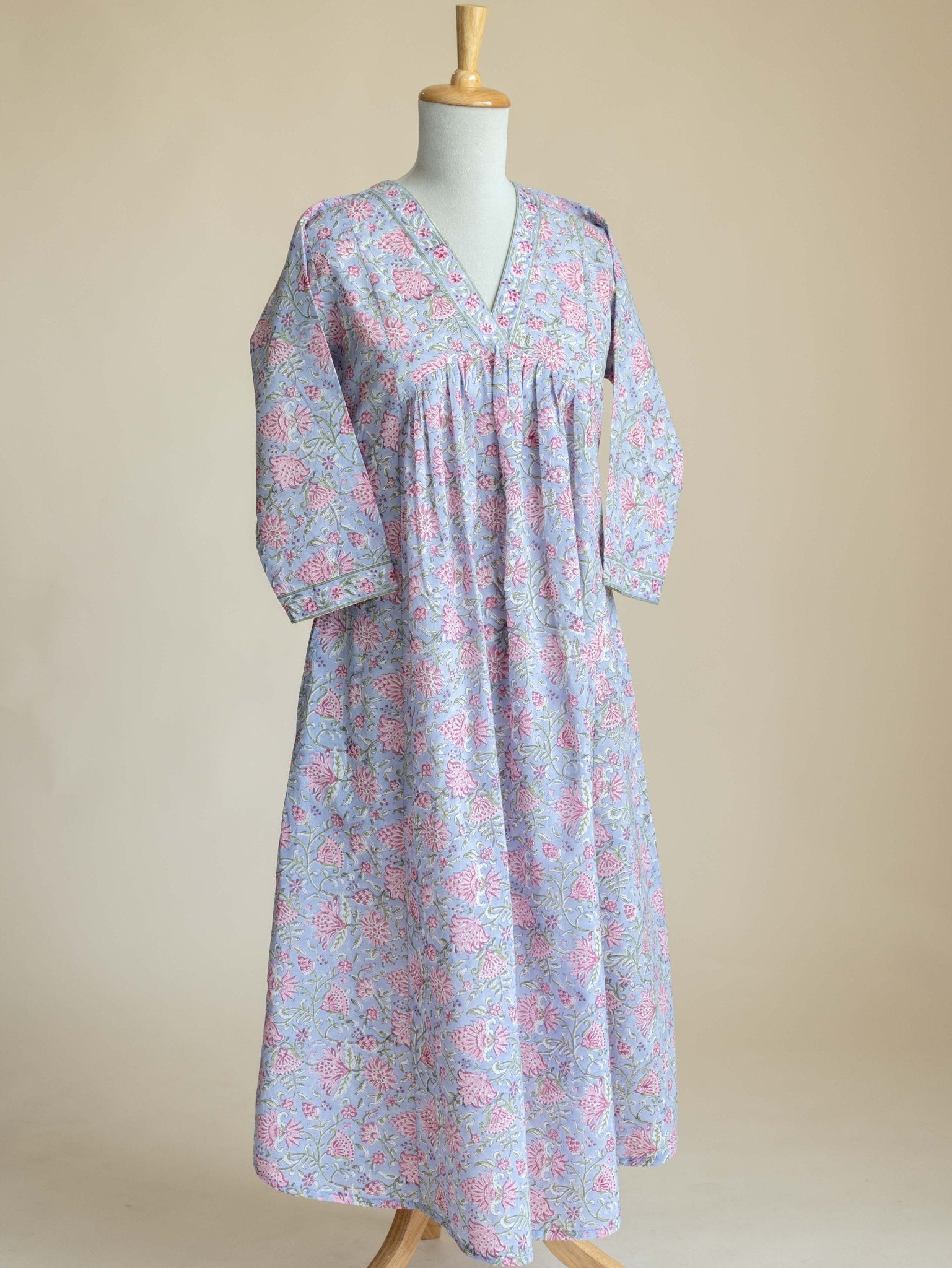 Zanha Cotton Block Printed A - Line Suit Set - AINA