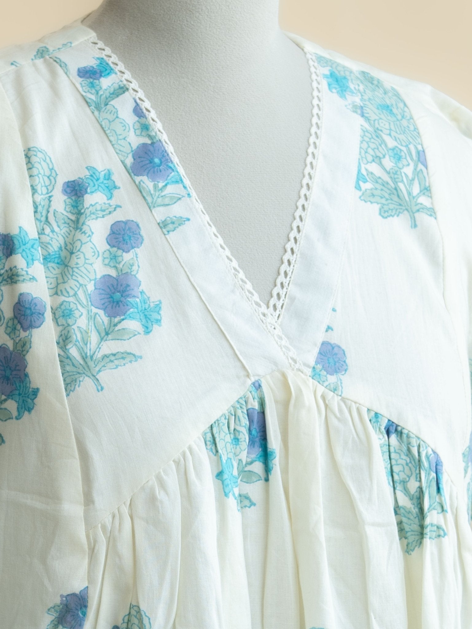 Zanha Mul Cotton Block Printed A - Line Kurta - AINA