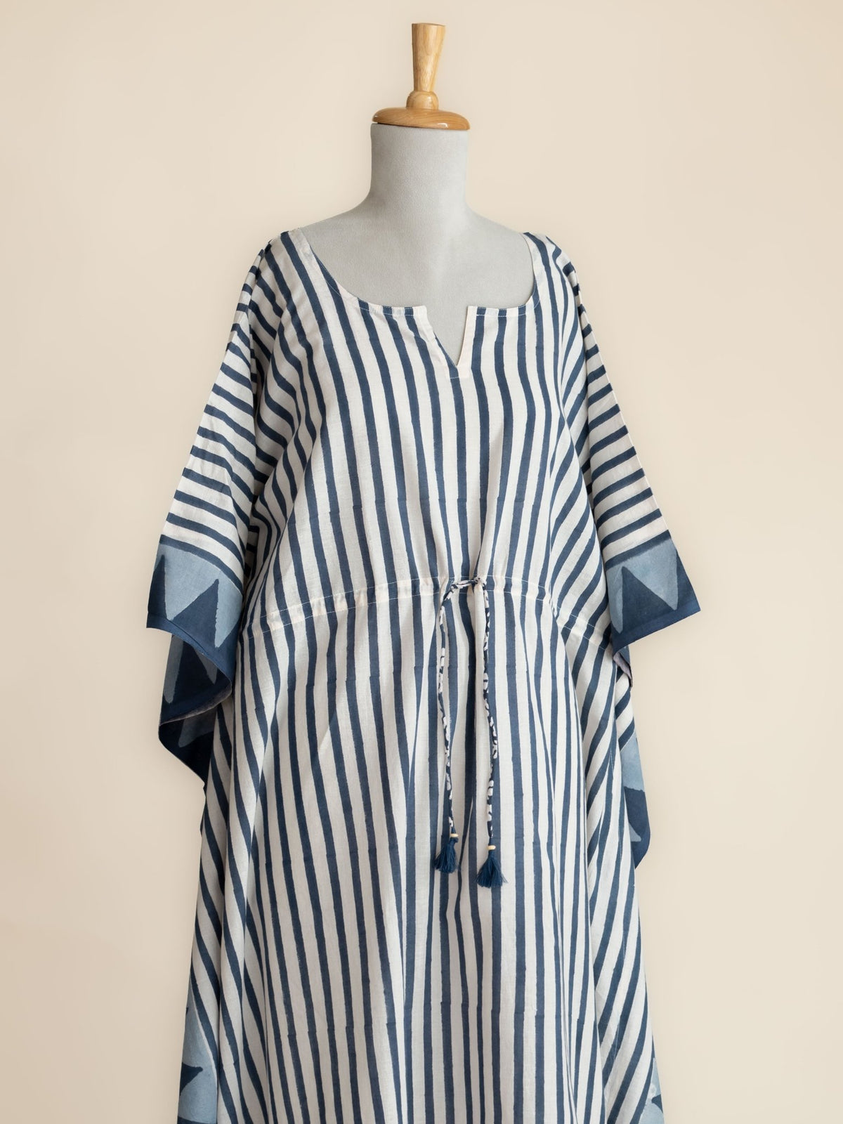 Zareen Cotton Block Printed Long Kaftan - AINA