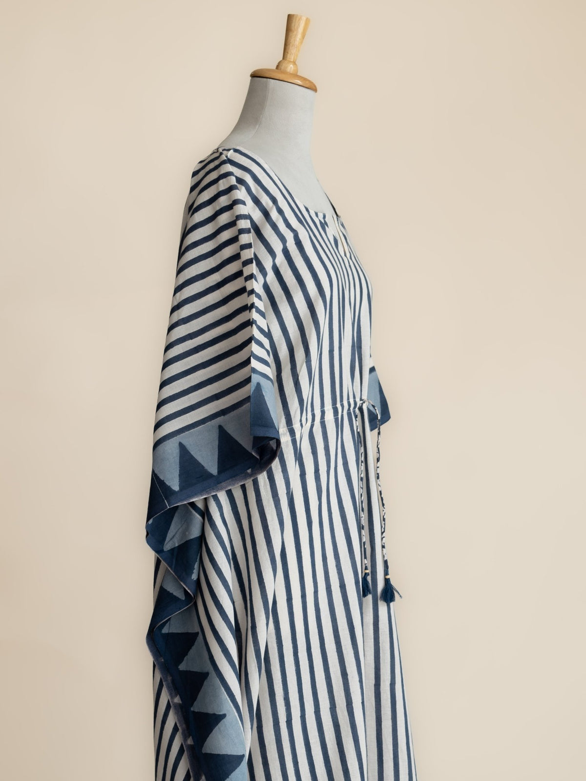 Zareen Cotton Block Printed Long Kaftan - AINA