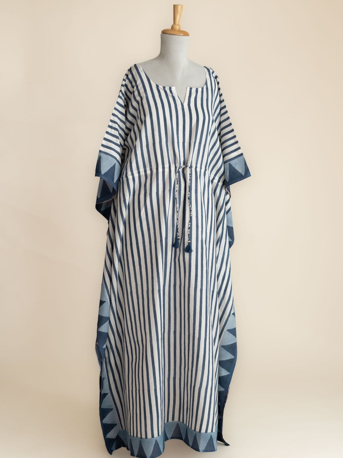 Zareen Cotton Block Printed Long Kaftan - AINA