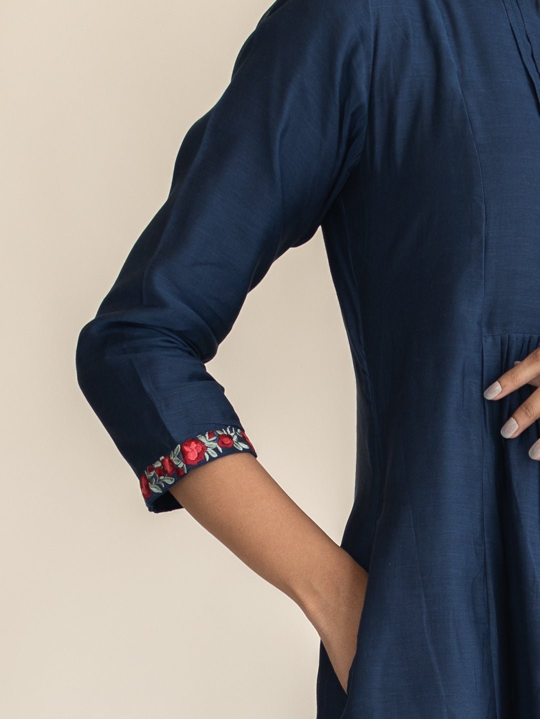 Zareena Chanderi Embroidered A - Line Suit Set - AINA