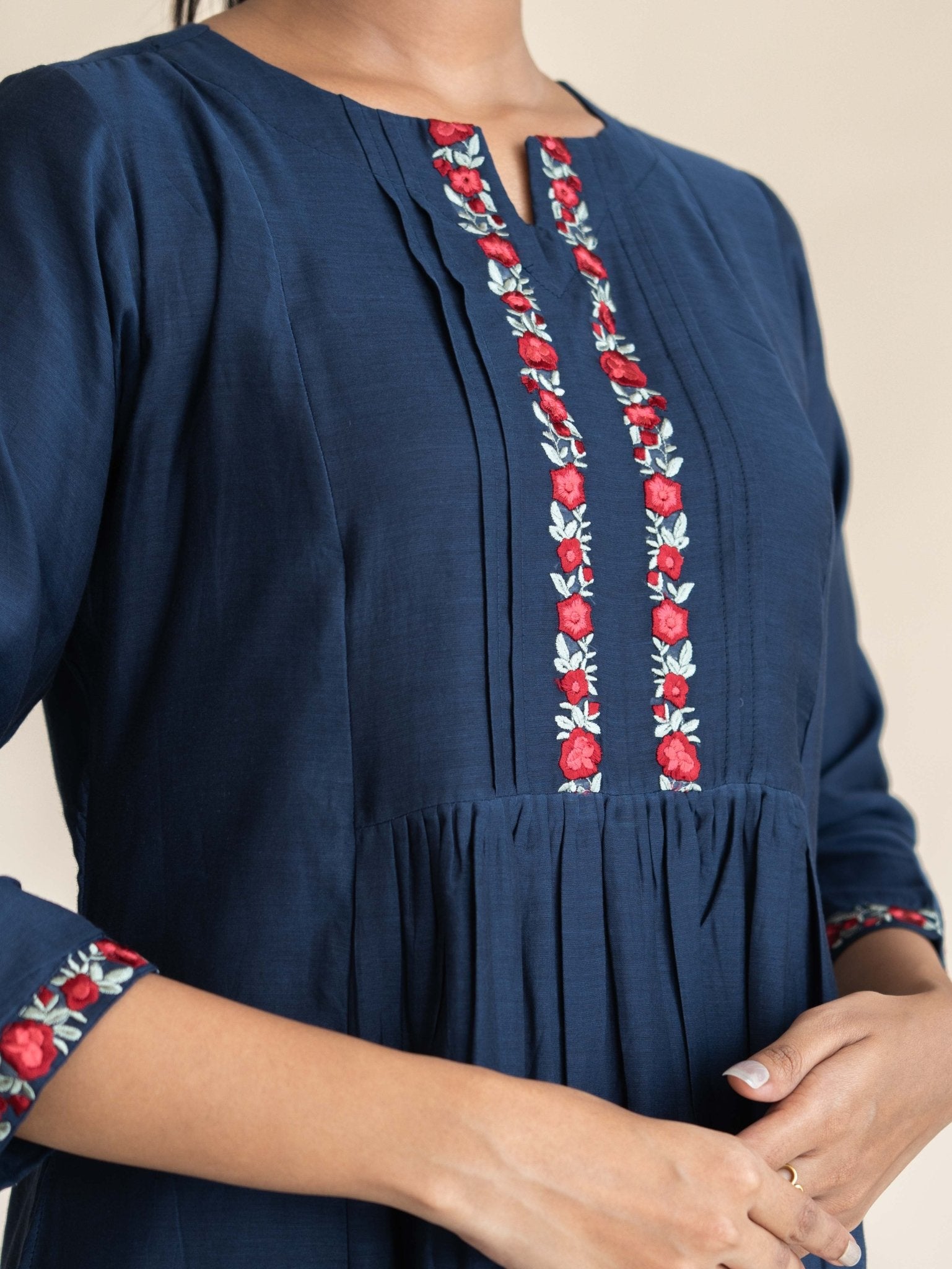 Zareena Chanderi Embroidered A - Line Suit Set - AINA