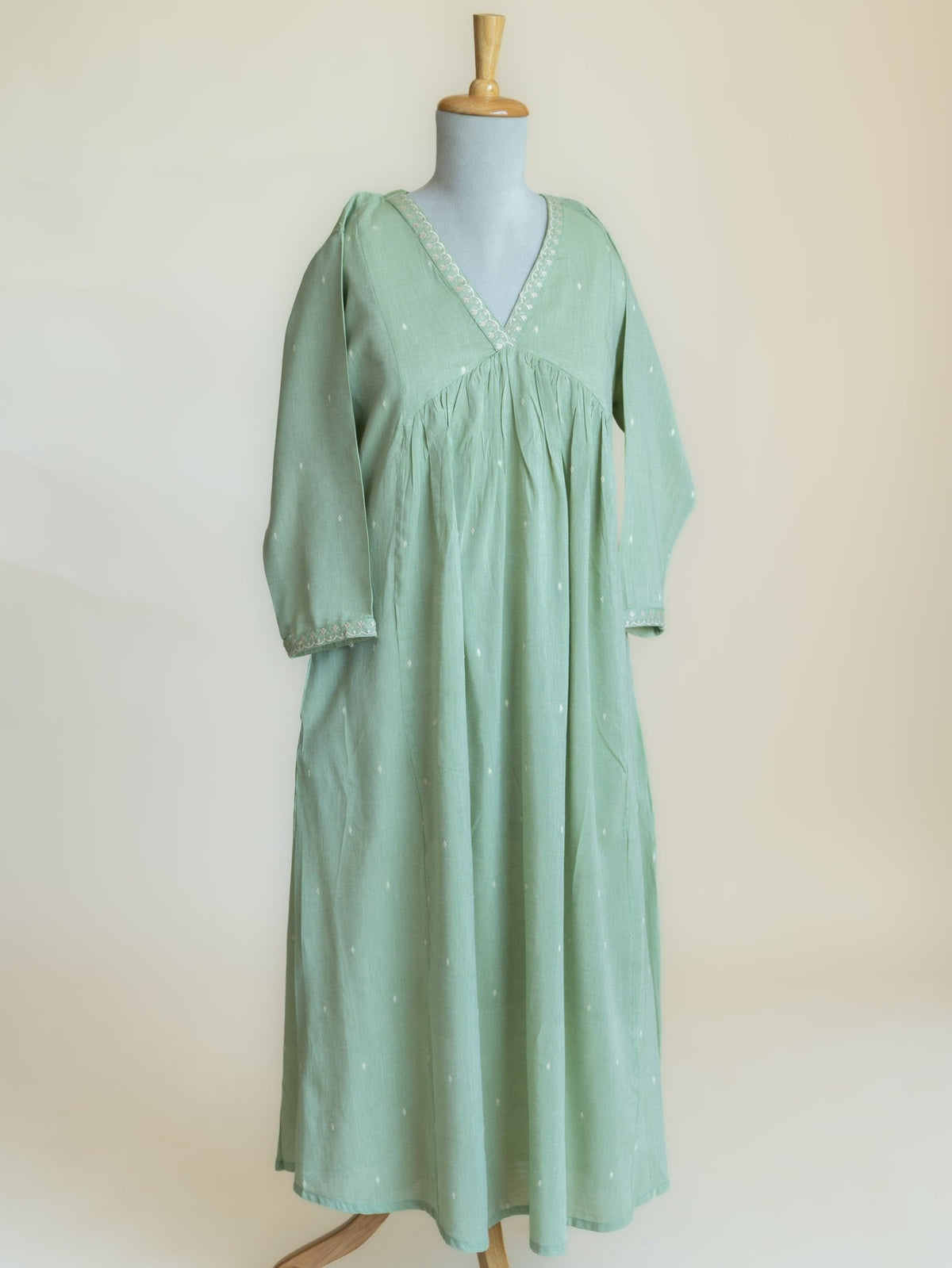 Zarina Cotton Handloom Embroidered A-Line Kurta - AINA