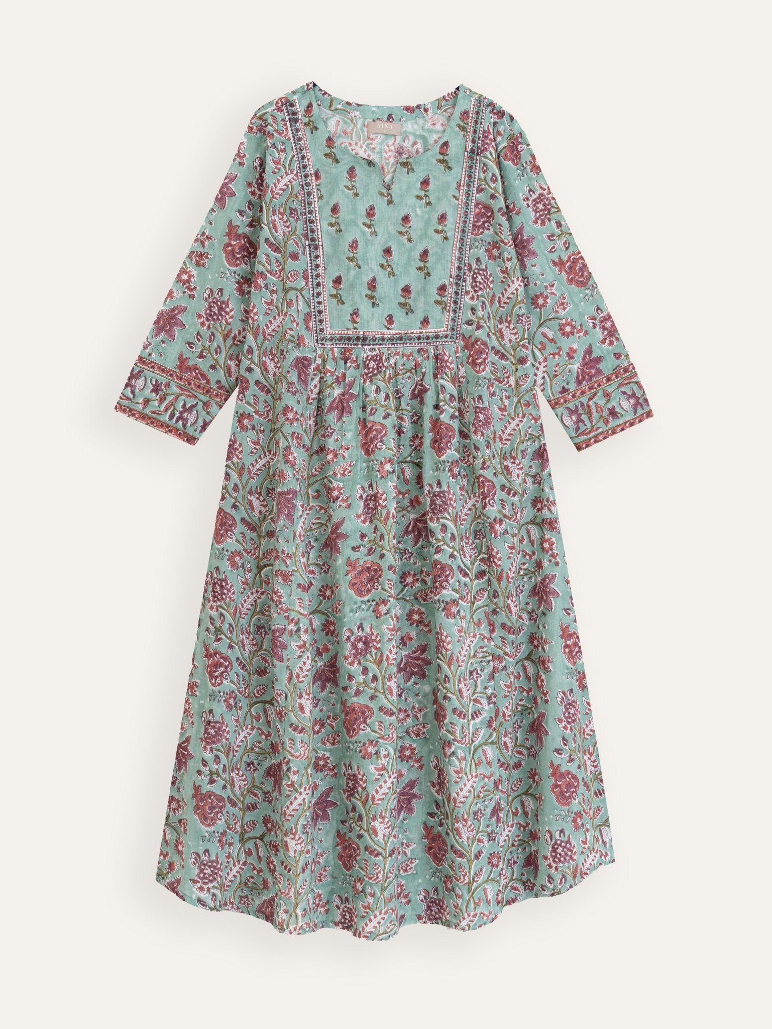 Zariya Cotton Block Printed A - Line Kurta - AINA