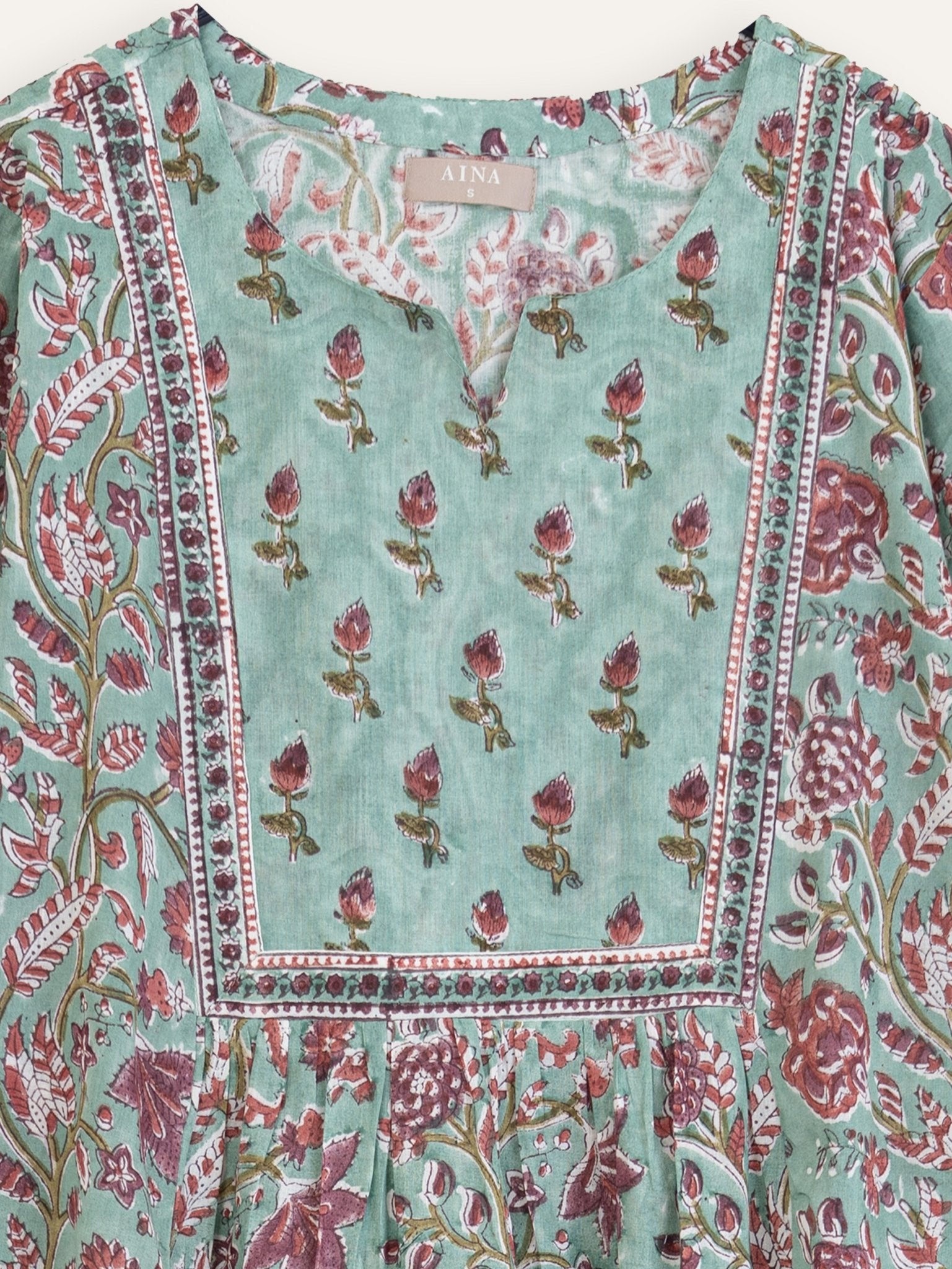Zariya Cotton Block Printed A - Line Kurta - AINA