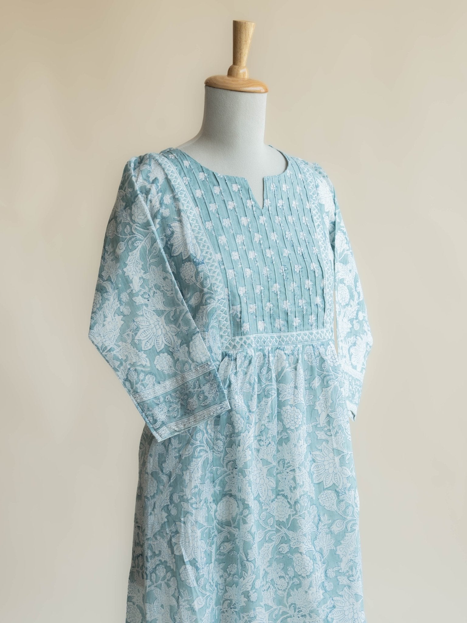 Zarna Cotton Block Printed A - Line Kurta - AINA