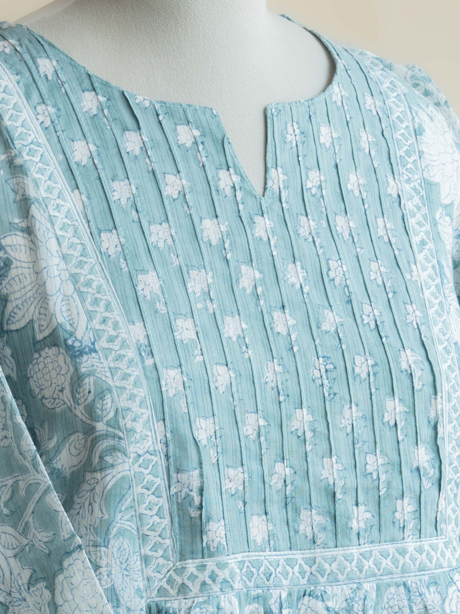 Zarna Cotton Block Printed A - Line Kurta - AINA