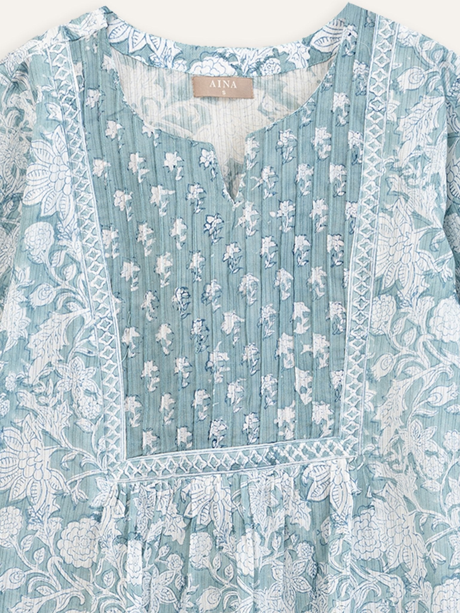 Zarna Cotton Block Printed A - Line Kurta - AINA