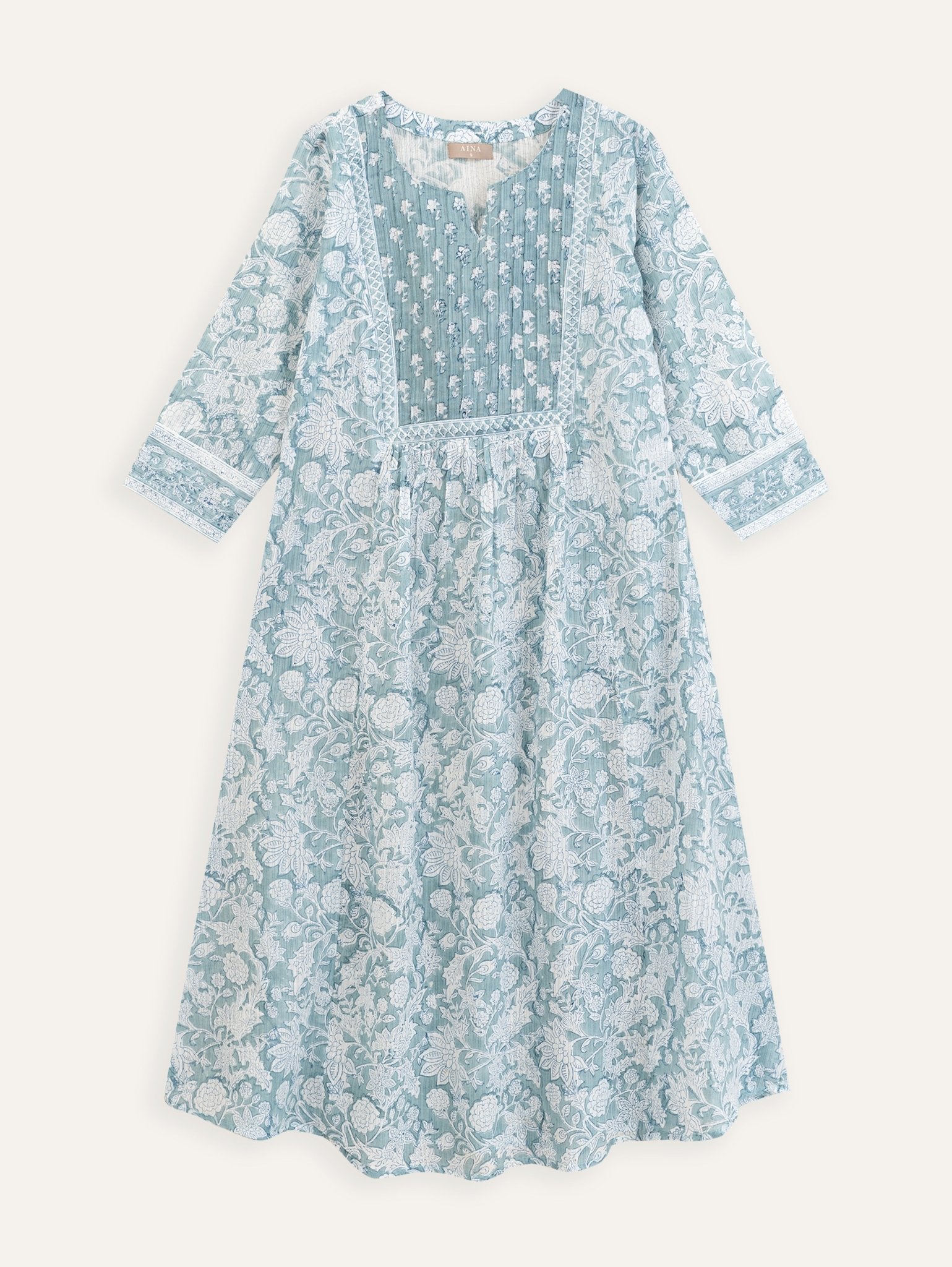 Zarna Cotton Block Printed A - Line Kurta - AINA