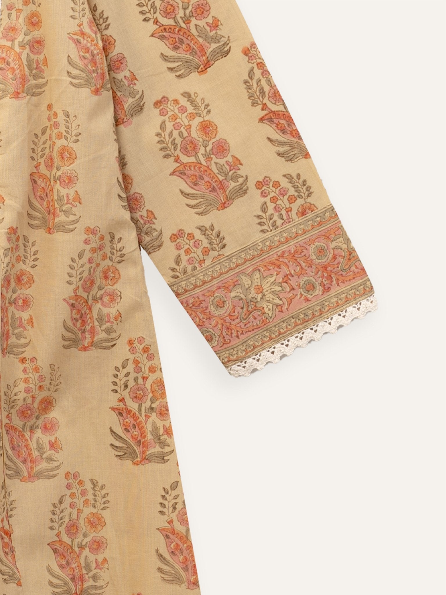 Zaya Cotton Block Printed A - Line Kurta - AINA
