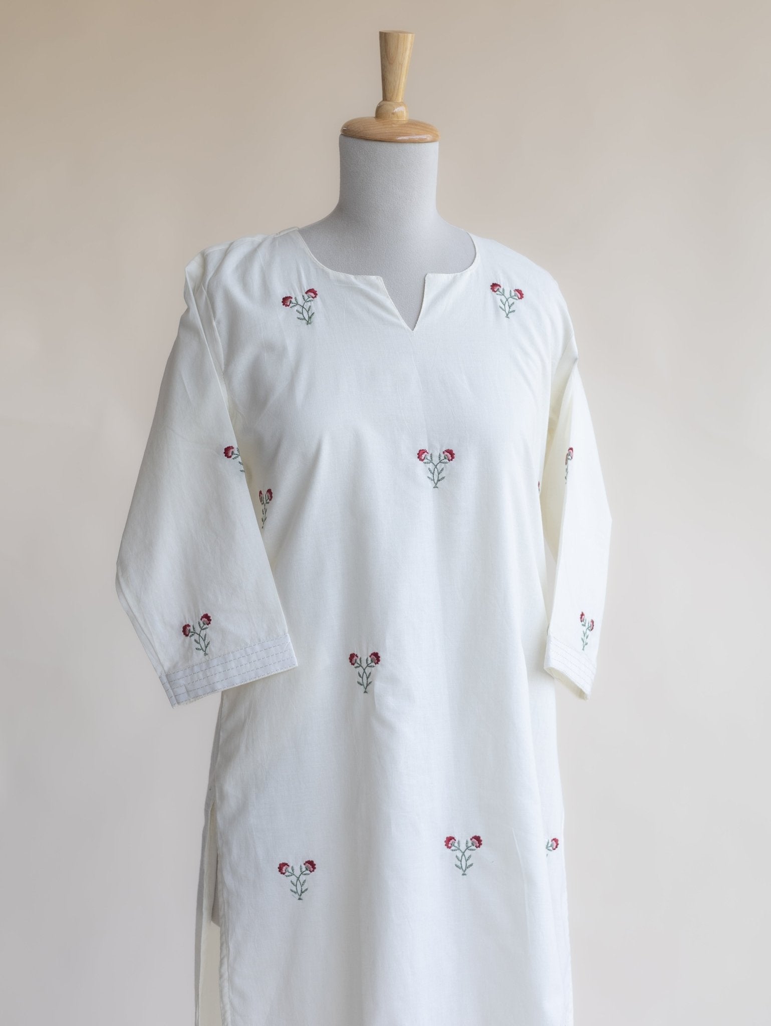 Zayana Cotton Embroidered Straight Kurta - AINA