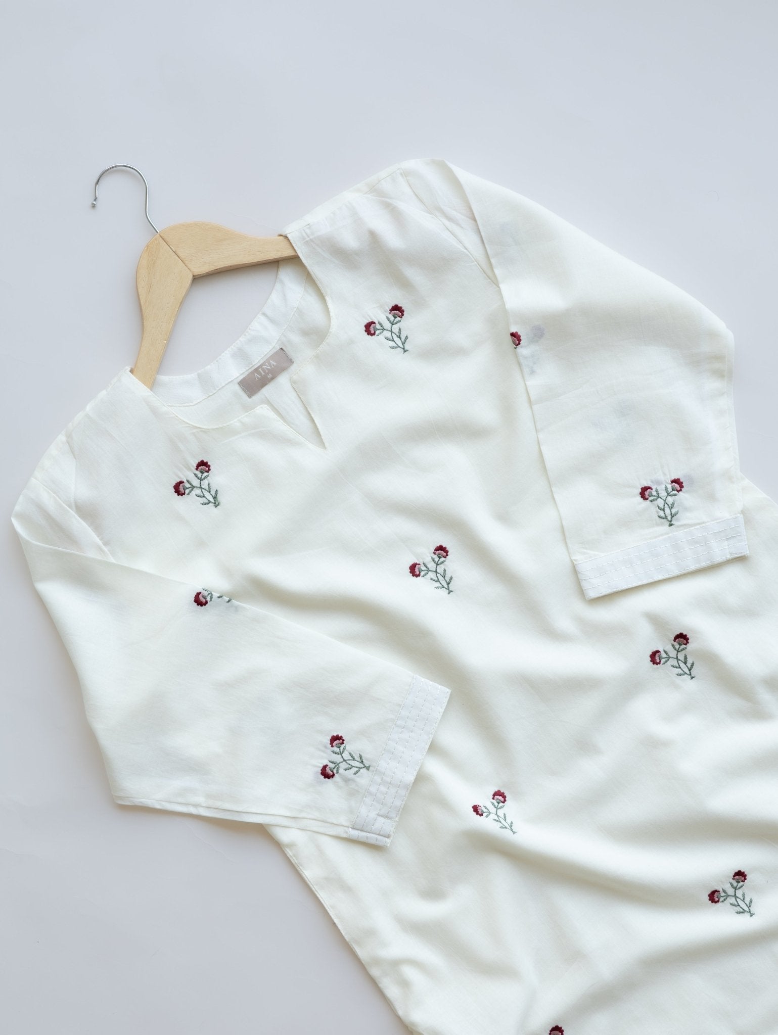 Zayana Cotton Embroidered Straight Kurta - AINA