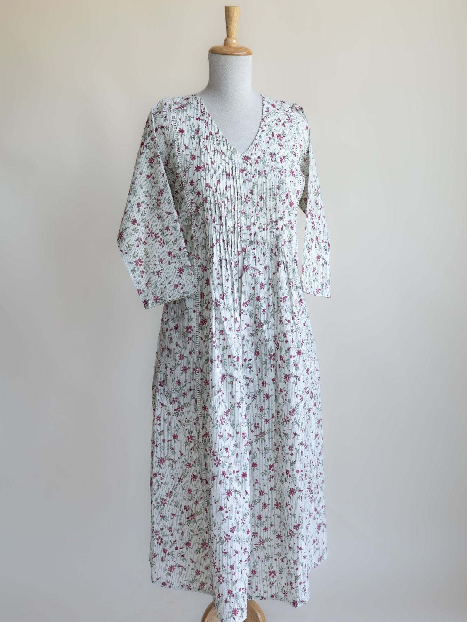 Zeba Cotton Block Printed A - Line Kurta - AINA