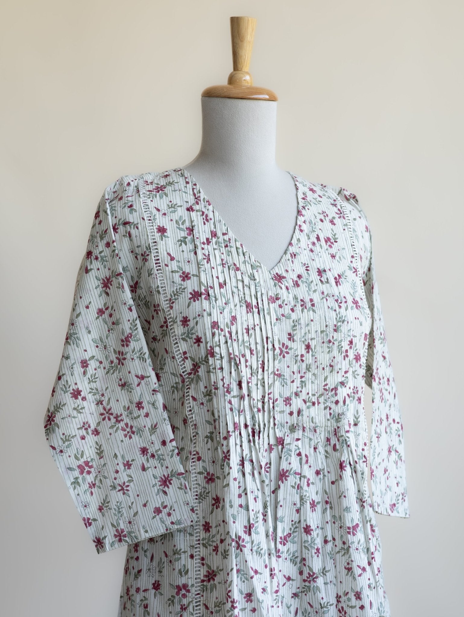 Zeba Cotton Block Printed A - Line Kurta - AINA