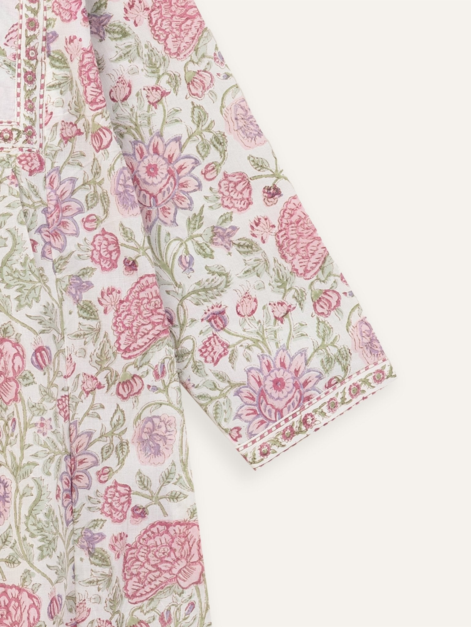 Zeenath Cotton Block Printed A - Line Kurta - AINA