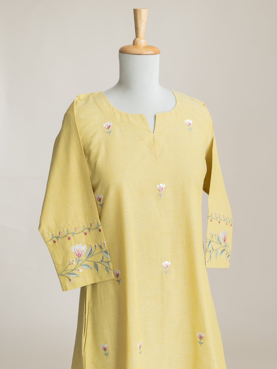 Zenab Cotton Handloom Embroidered A - Line Kurta - AINA