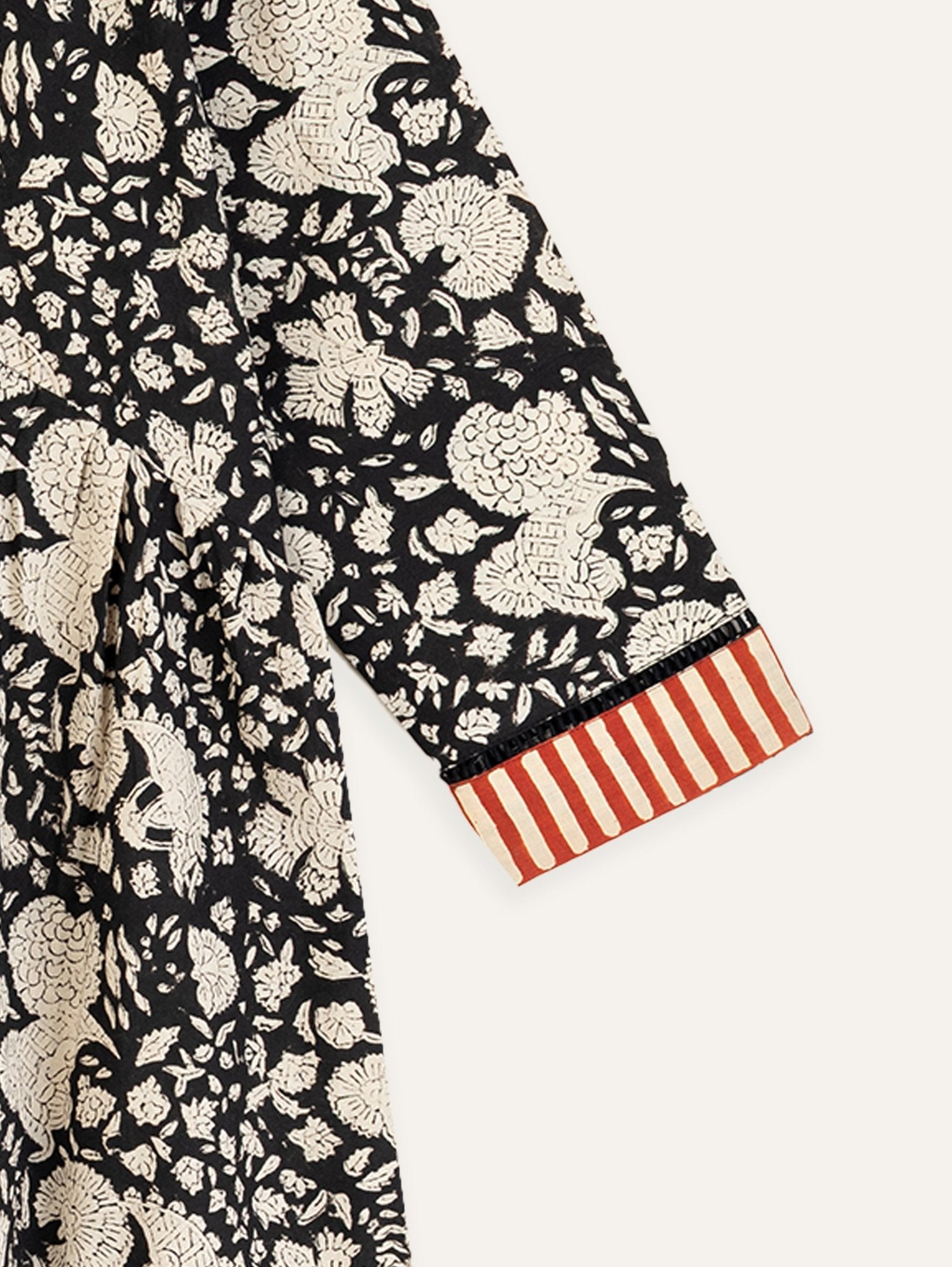Zenha Cotton Block Printed A - Line Kurta - AINA