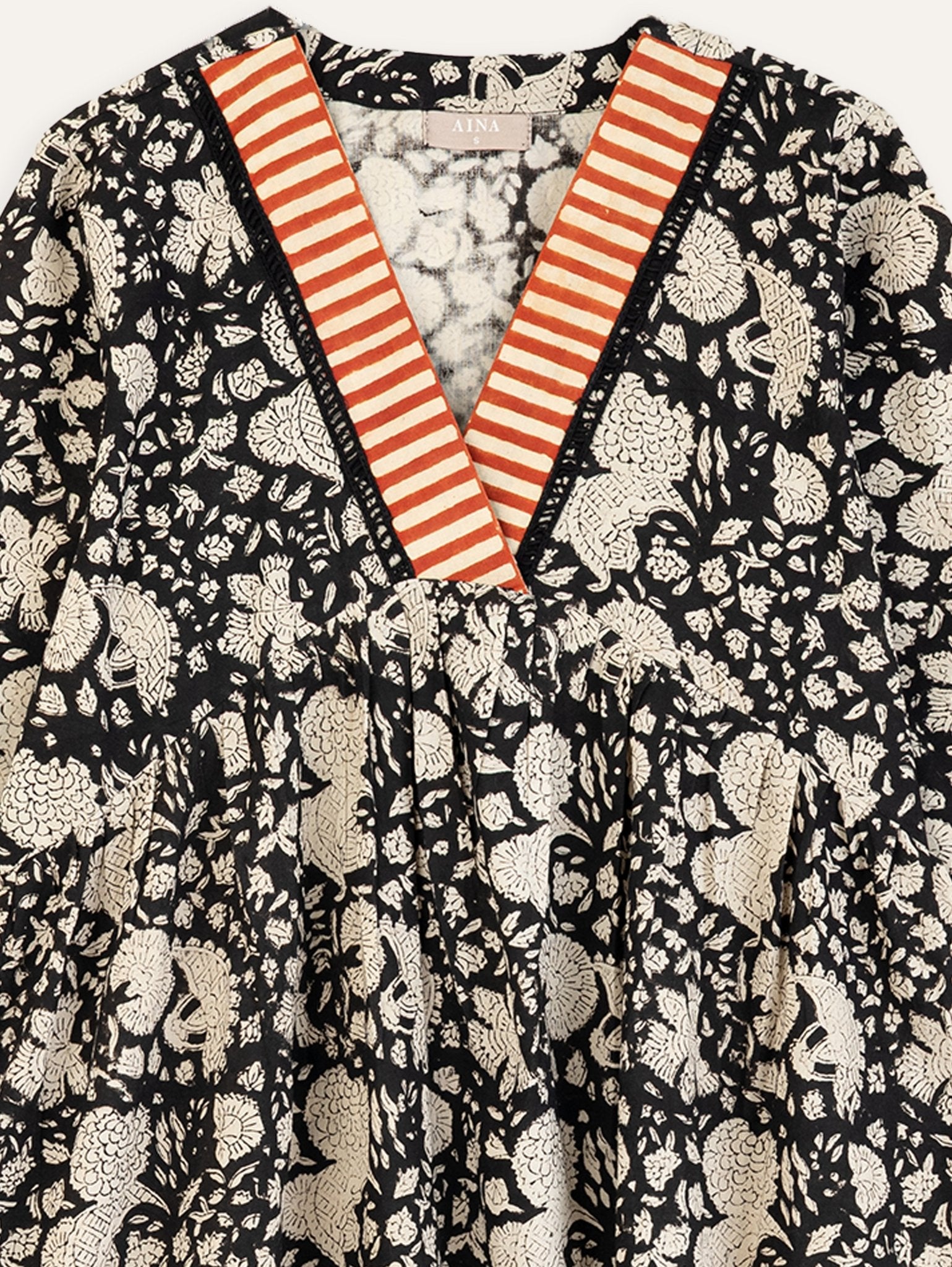 Zenha Cotton Block Printed A - Line Kurta - AINA