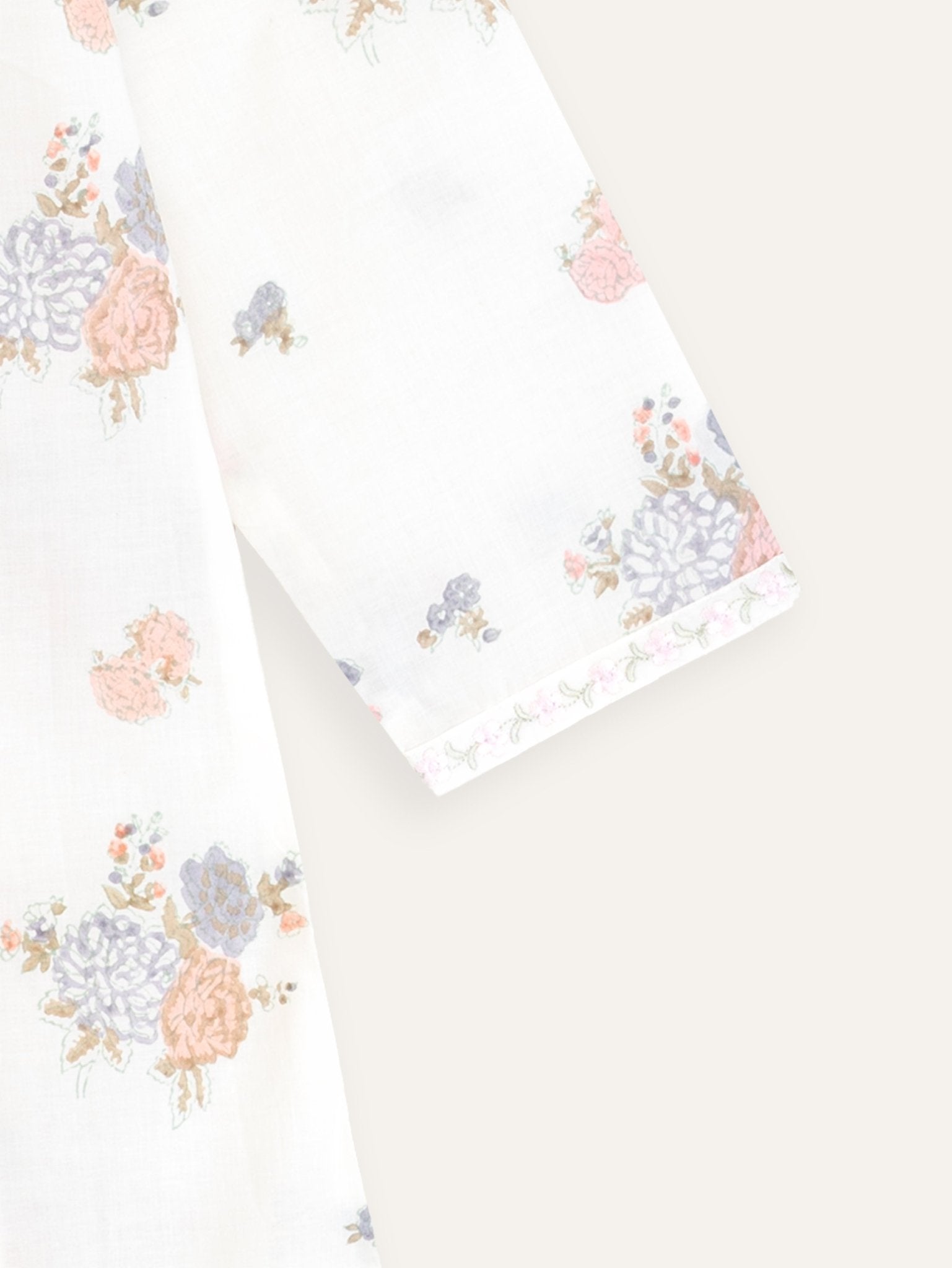 Ziba Cotton Block Printed Embroidered A - Line Kurta - AINA