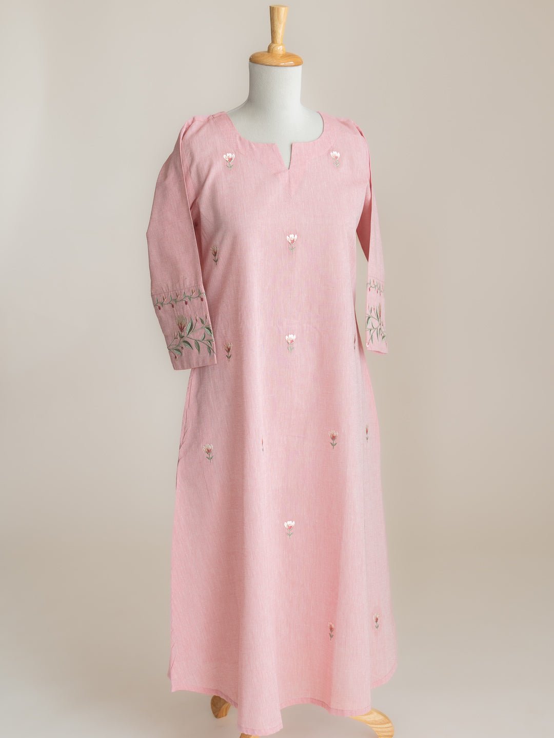 Zimal Cotton Handloom Embroidered A - Line Kurta - AINA