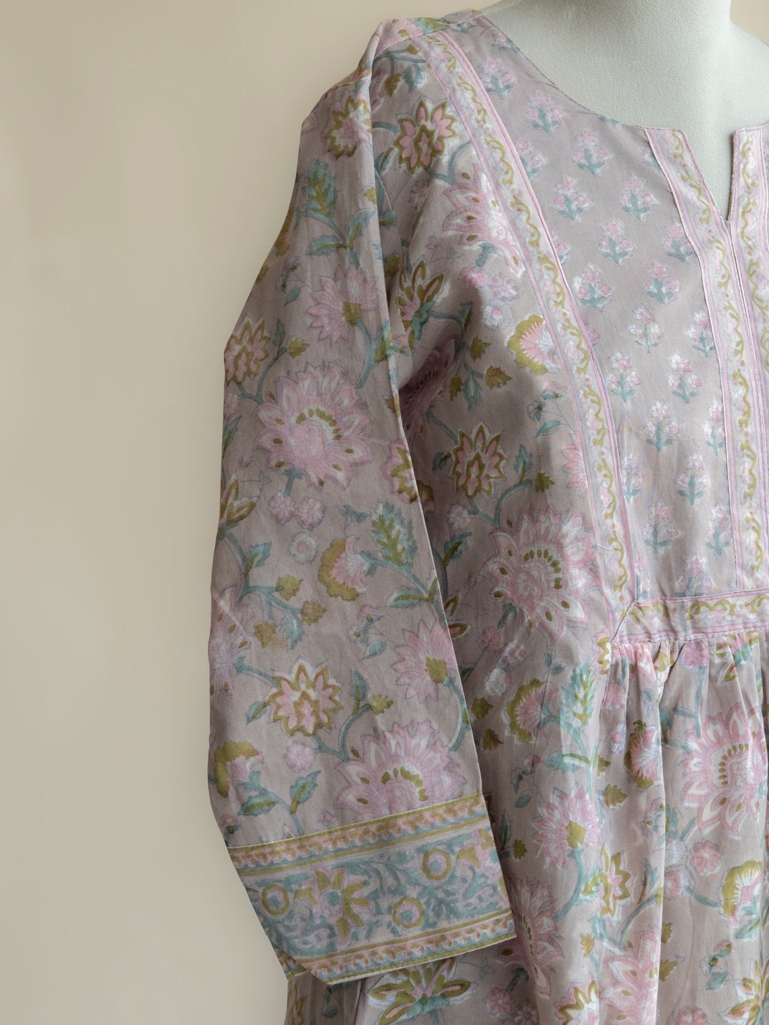 Zimra Cotton Block Printed A - Line Kurta - AINA