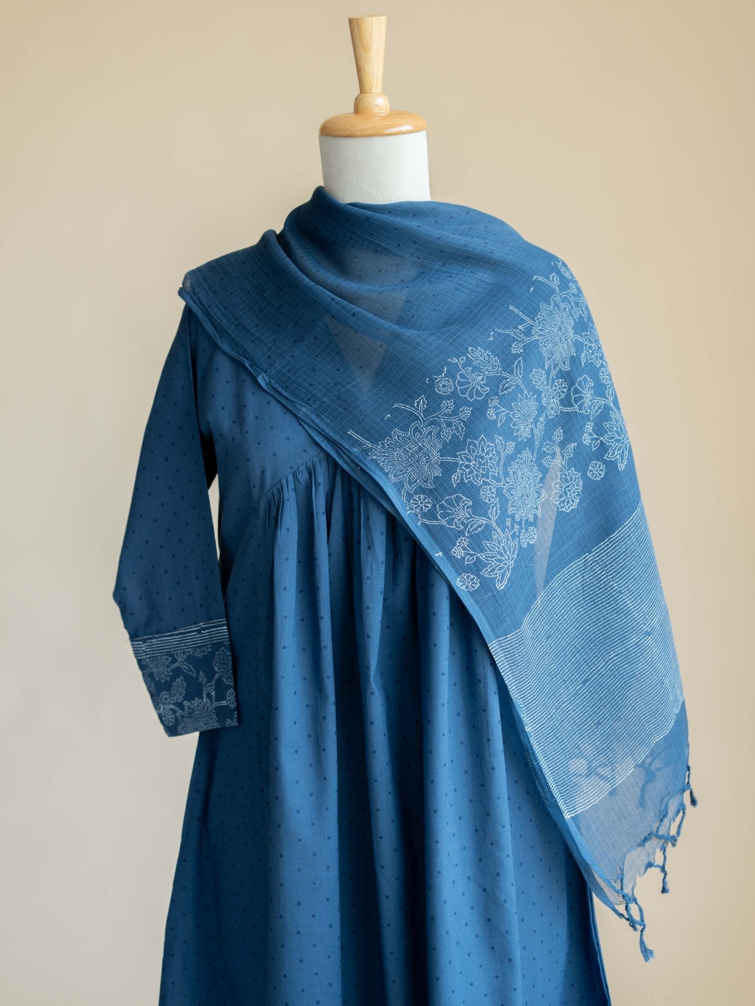 Zimri Cotton Block Printed A - Line Suit Set - AINA