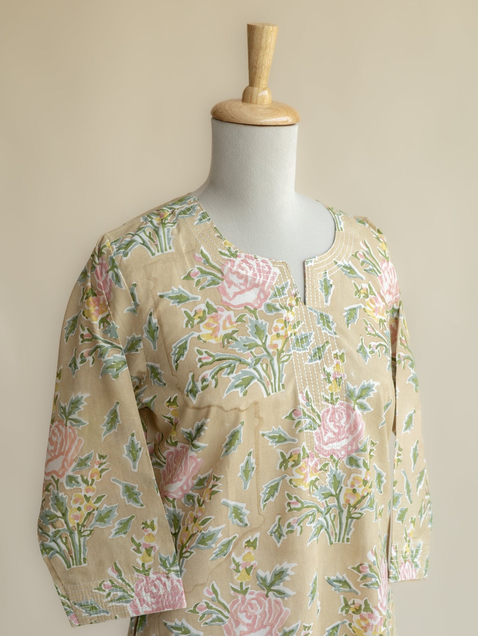 Ziniya Cotton Block Printed Straight Kurta - AINA