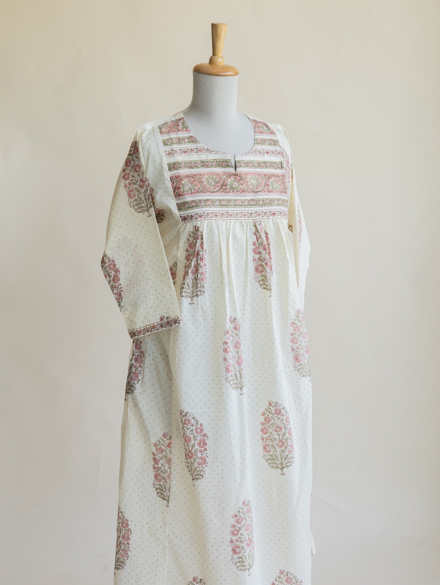 Ziya Cotton Block Printed A - Line Kurta - AINA