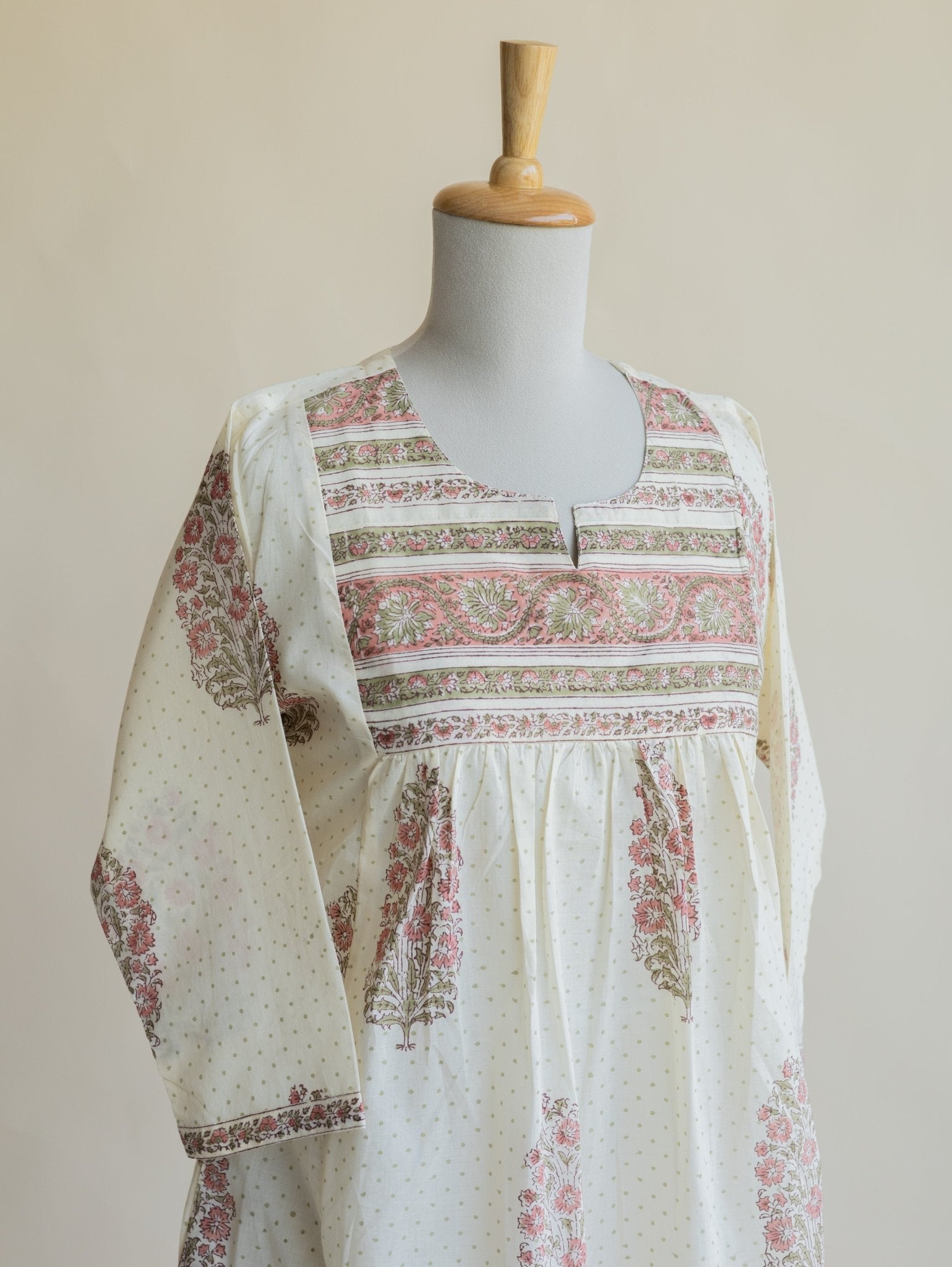 Ziya Cotton Block Printed A - Line Kurta - AINA