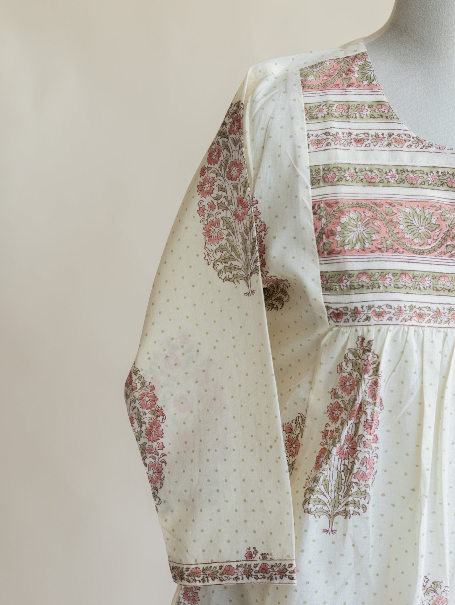Ziya Cotton Block Printed A - Line Kurta - AINA