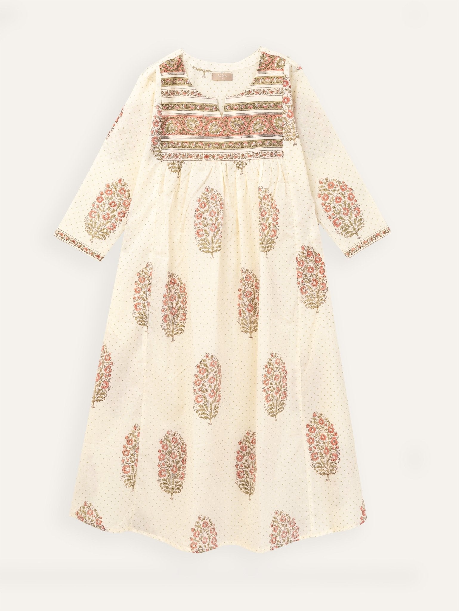 Ziya Cotton Block Printed A - Line Kurta - AINA