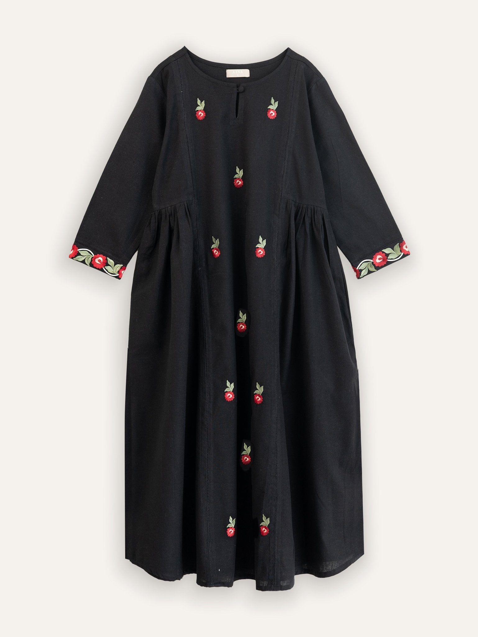 Zuha Cotton Flax Embroidered A - Line Kurta - AINA