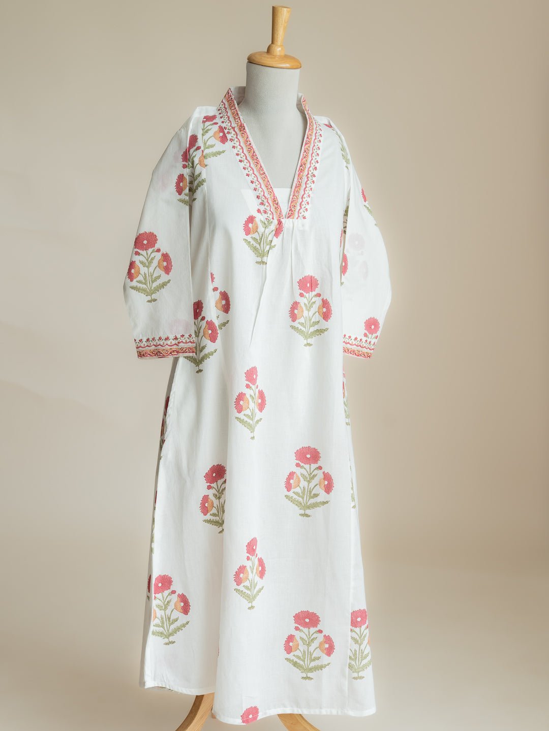 Zuneera Cotton Block Printed A-Line Suit Set - AINA