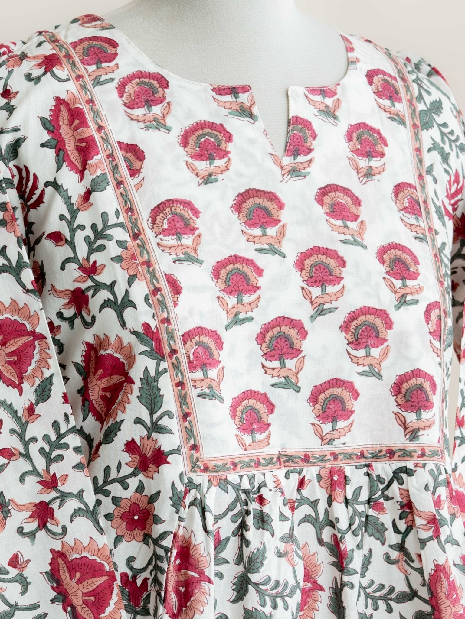 Zyra Cotton Block Printed A - Line Kurta - AINA