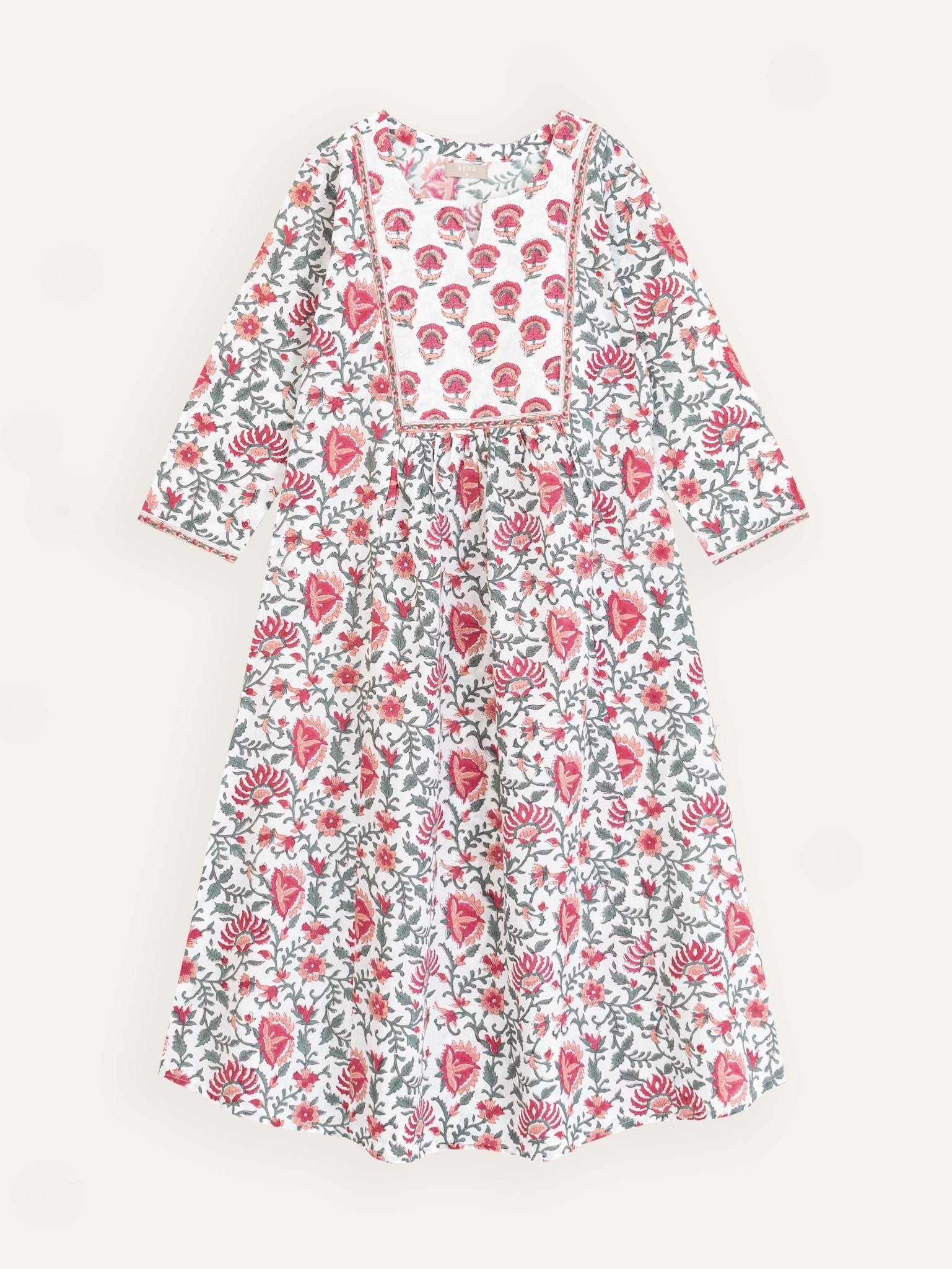 Zyra Cotton Block Printed A - Line Kurta - AINA