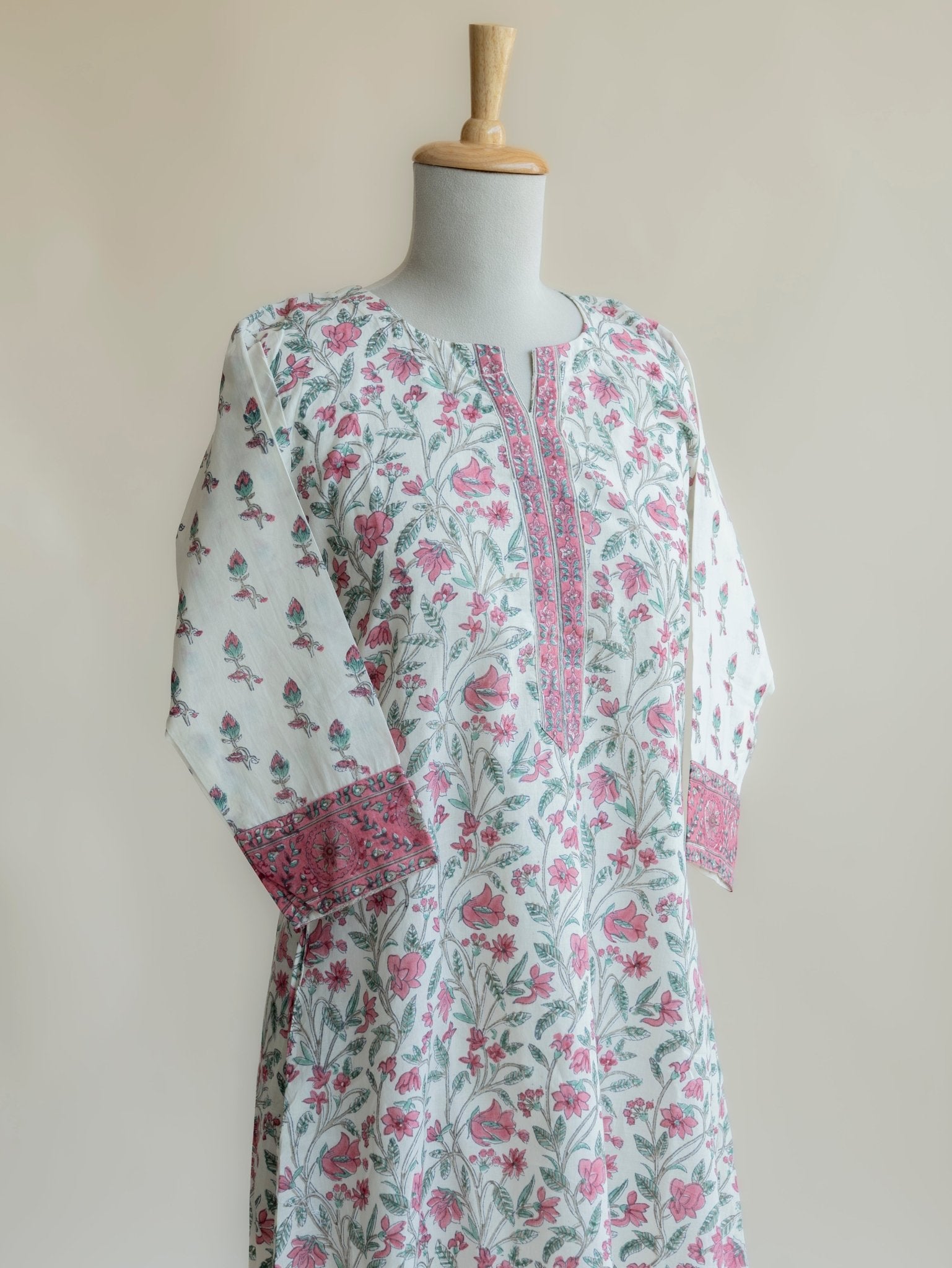 Zyrah Cotton Block Printed A - Line Kurta - AINA
