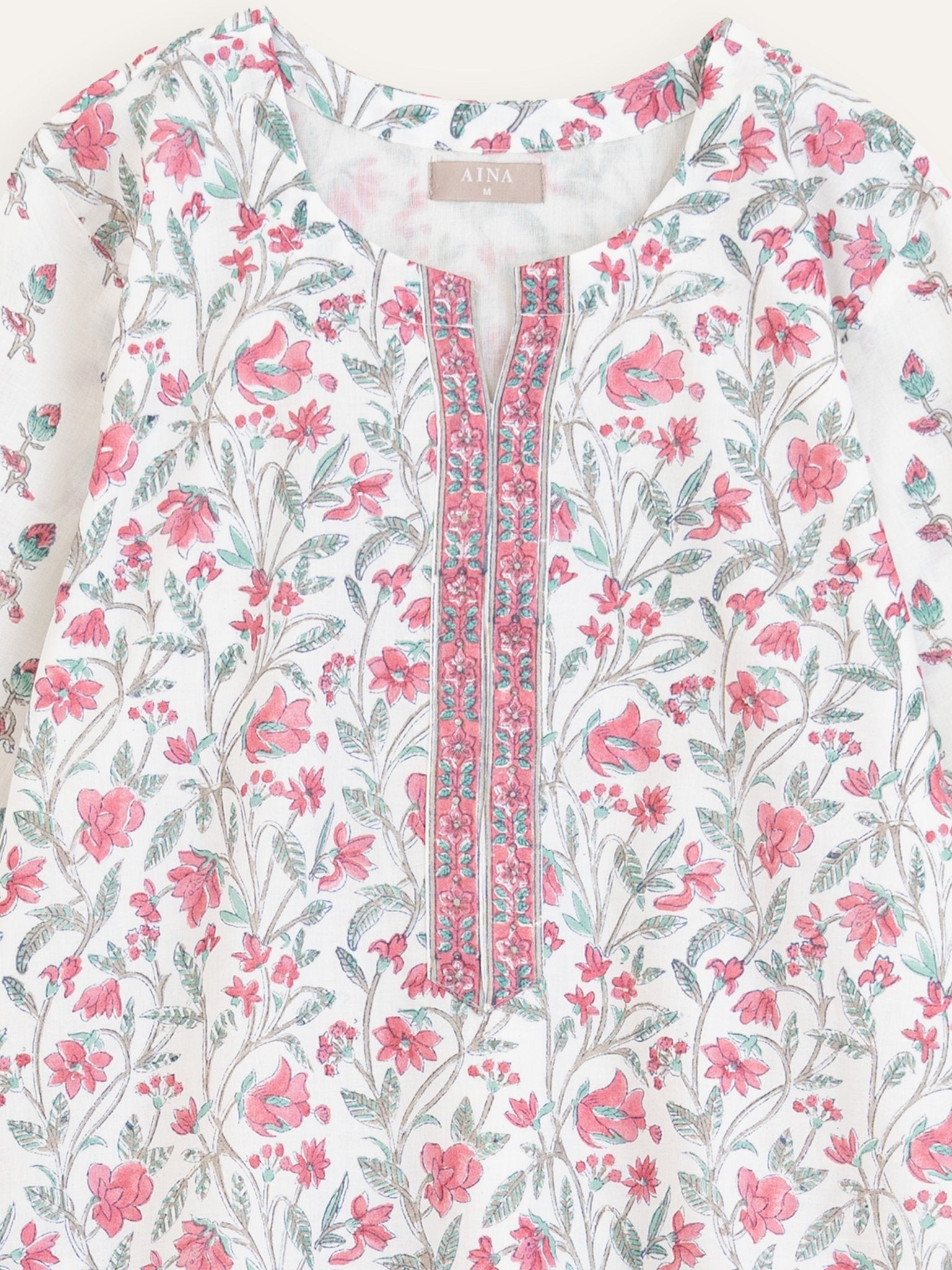 Zyrah Cotton Block Printed A - Line Kurta - AINA