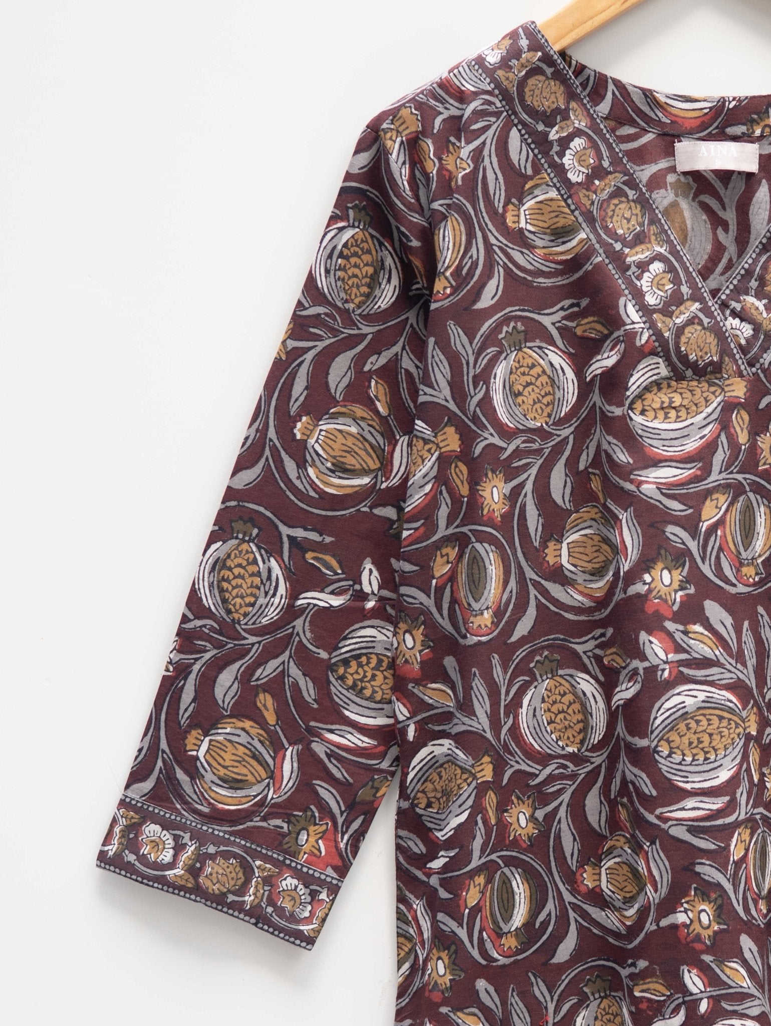 Cotton Bagru Dabu Block Printed Straight Kurta - AINA
