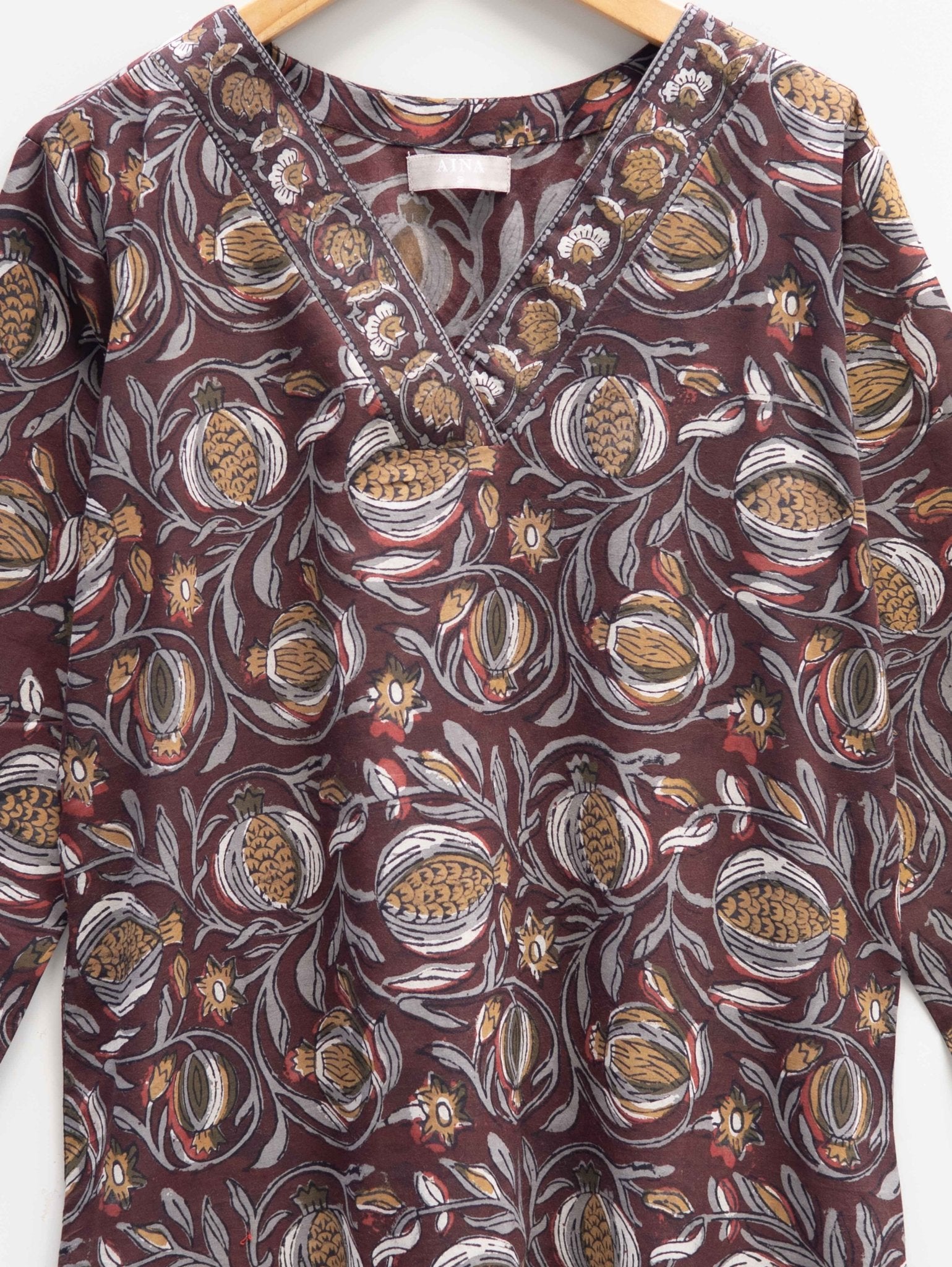 Cotton Bagru Dabu Block Printed Straight Kurta - AINA
