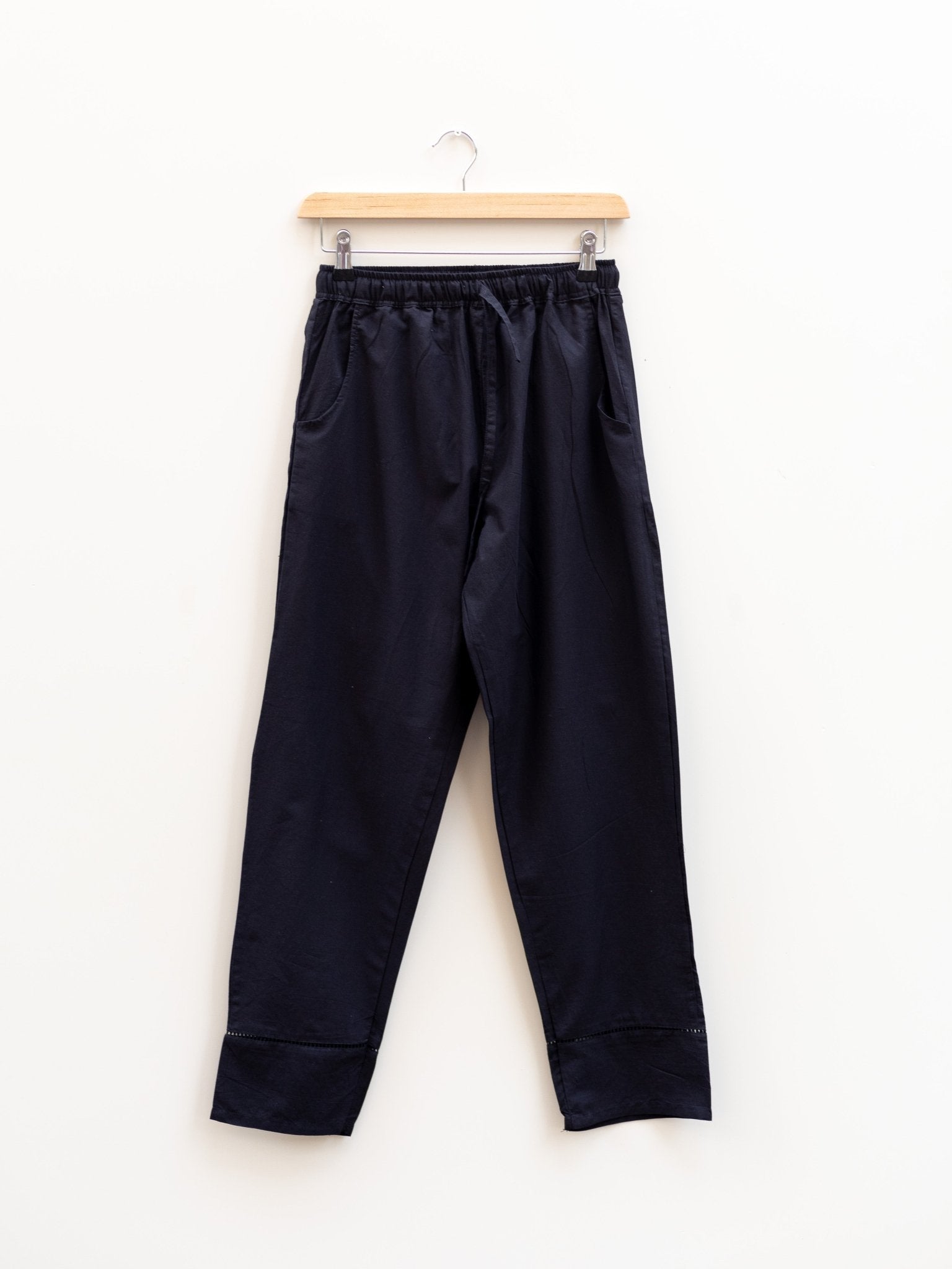 Cotton Black Straight Pants - AINA