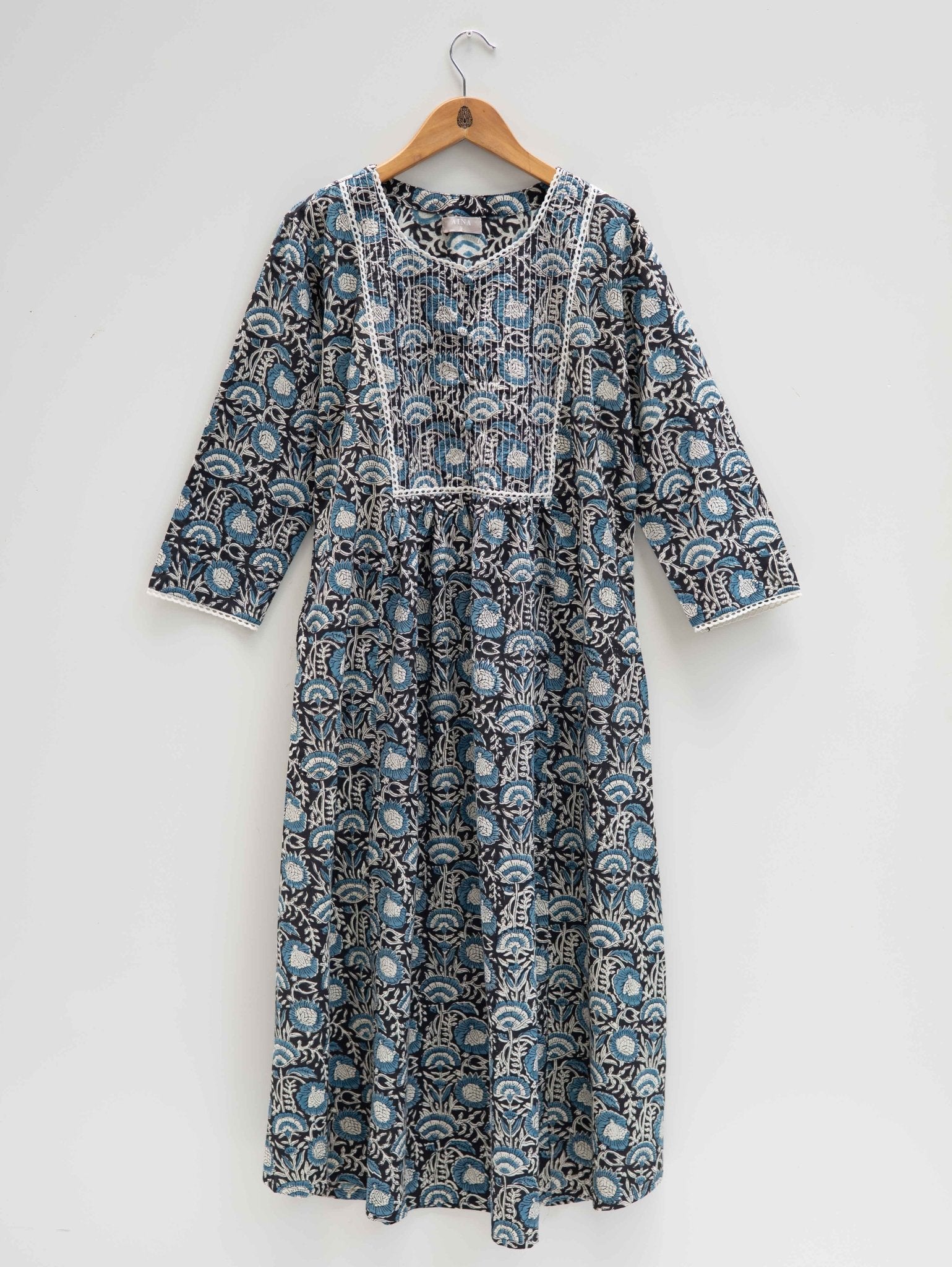 Cotton Block Printed A-Line Kurta - AINA