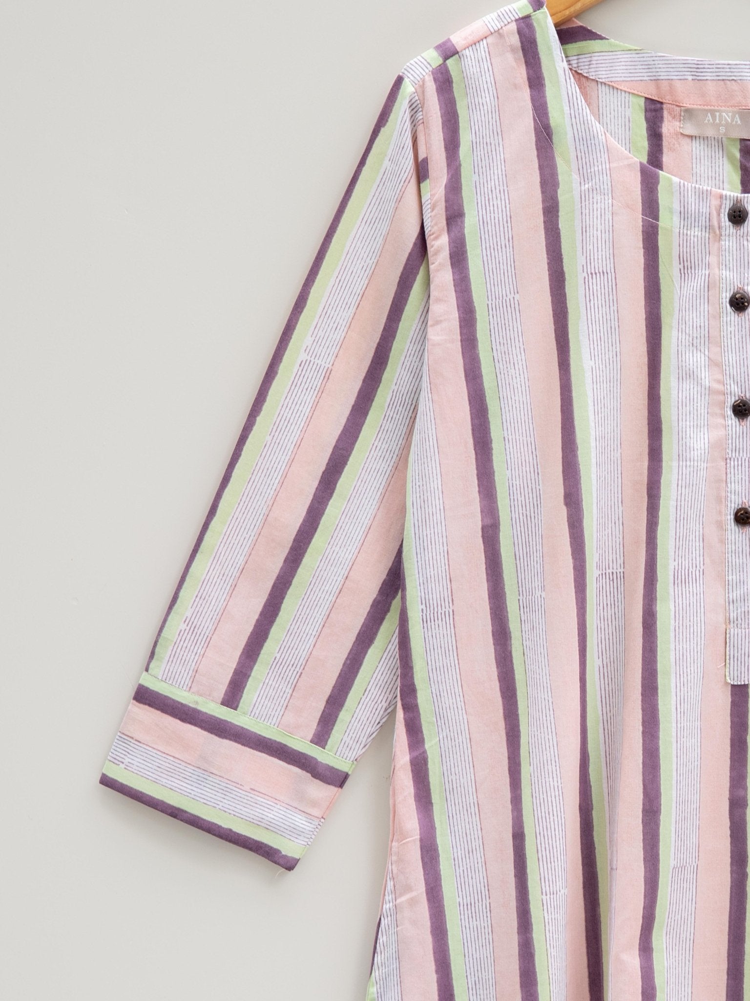 Cotton Block Printed A Line Kurta - AINA