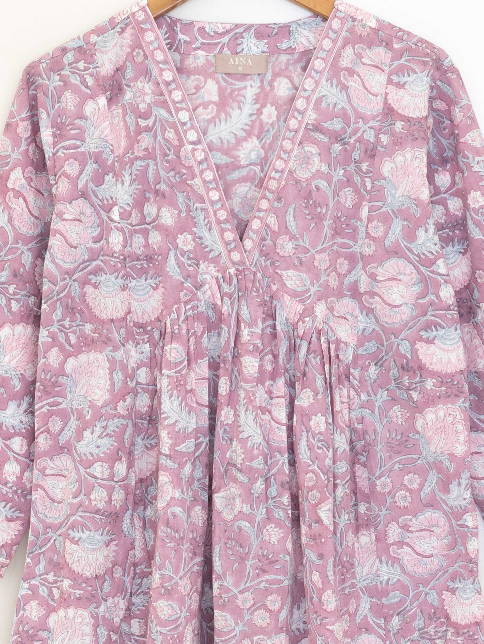 Cotton Block Printed A-Line Kurta - AINA