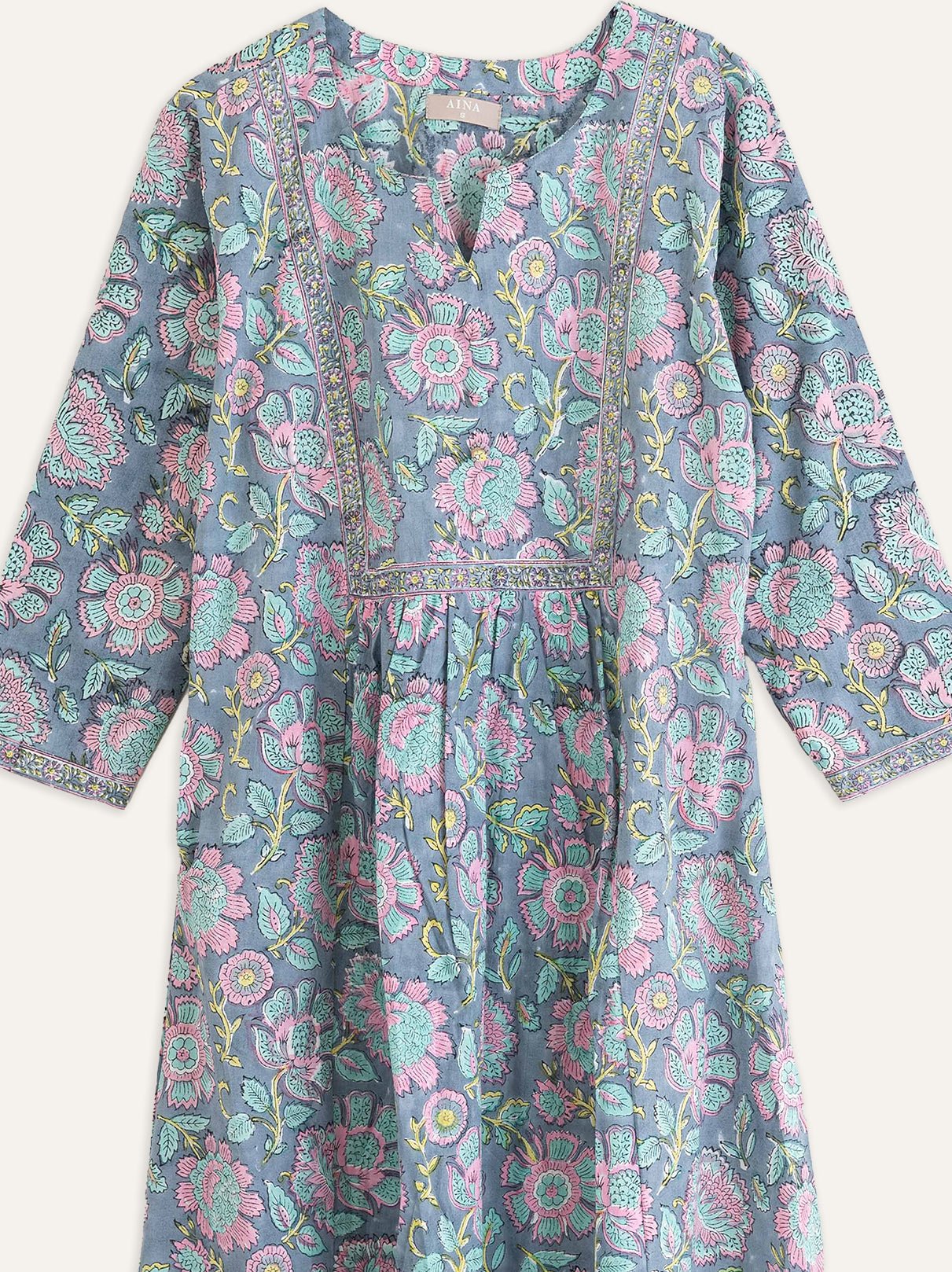 Cotton Block Printed A-Line Kurta - AINA