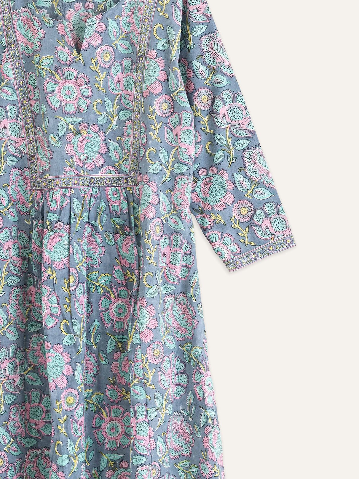 Cotton Block Printed A-Line Kurta - AINA