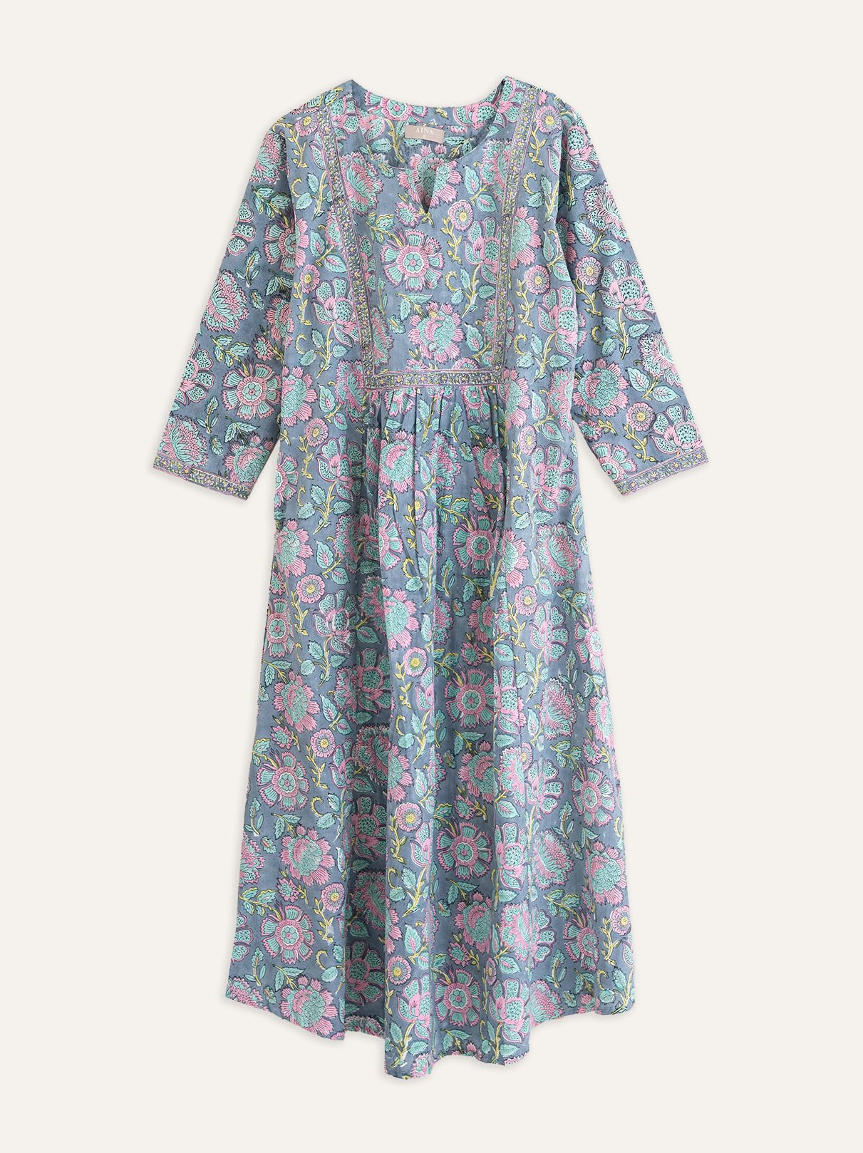 Cotton Block Printed A-Line Kurta - AINA