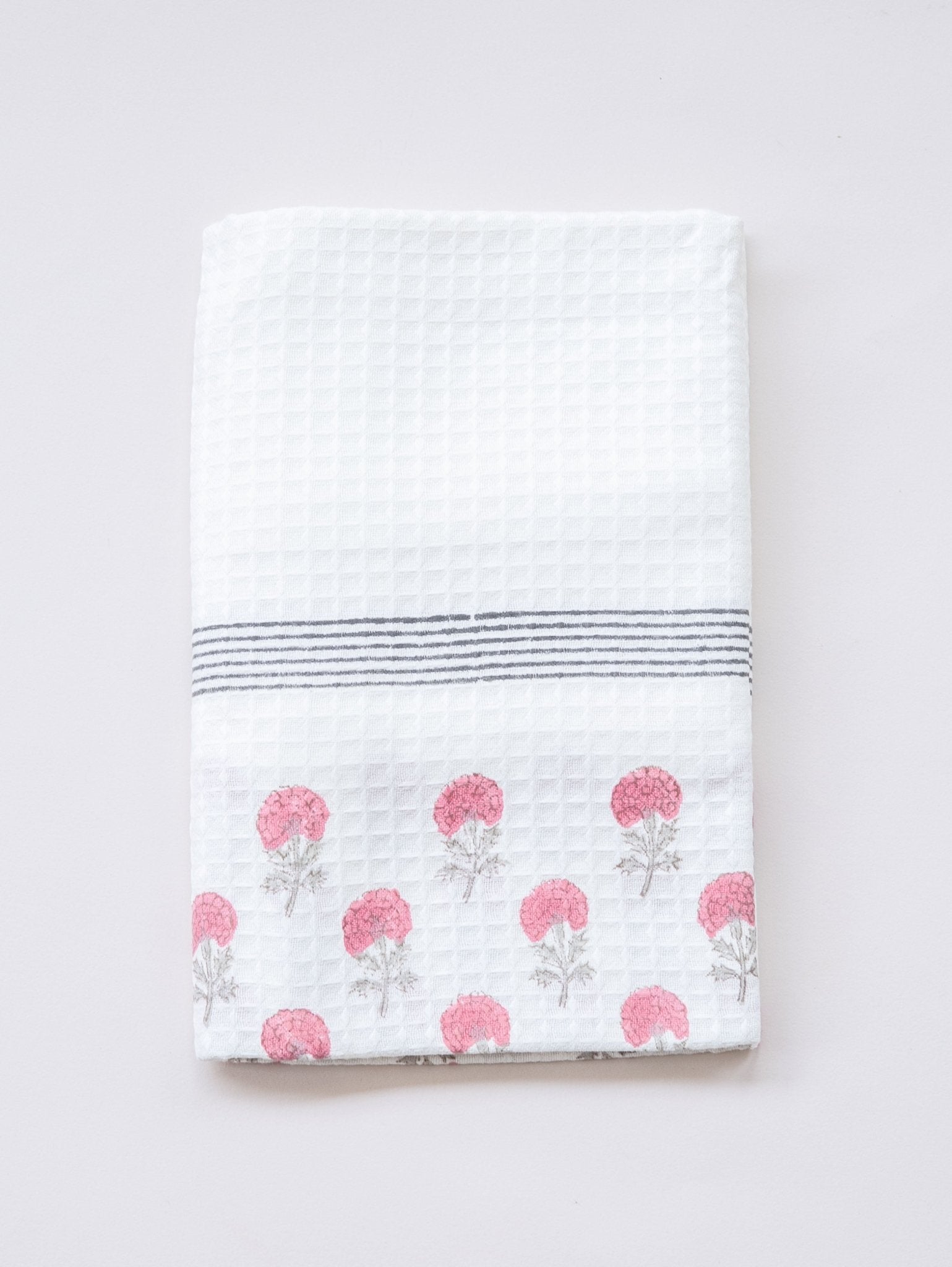 Cotton Block Printed Honeycomb Bath Towel - AINA