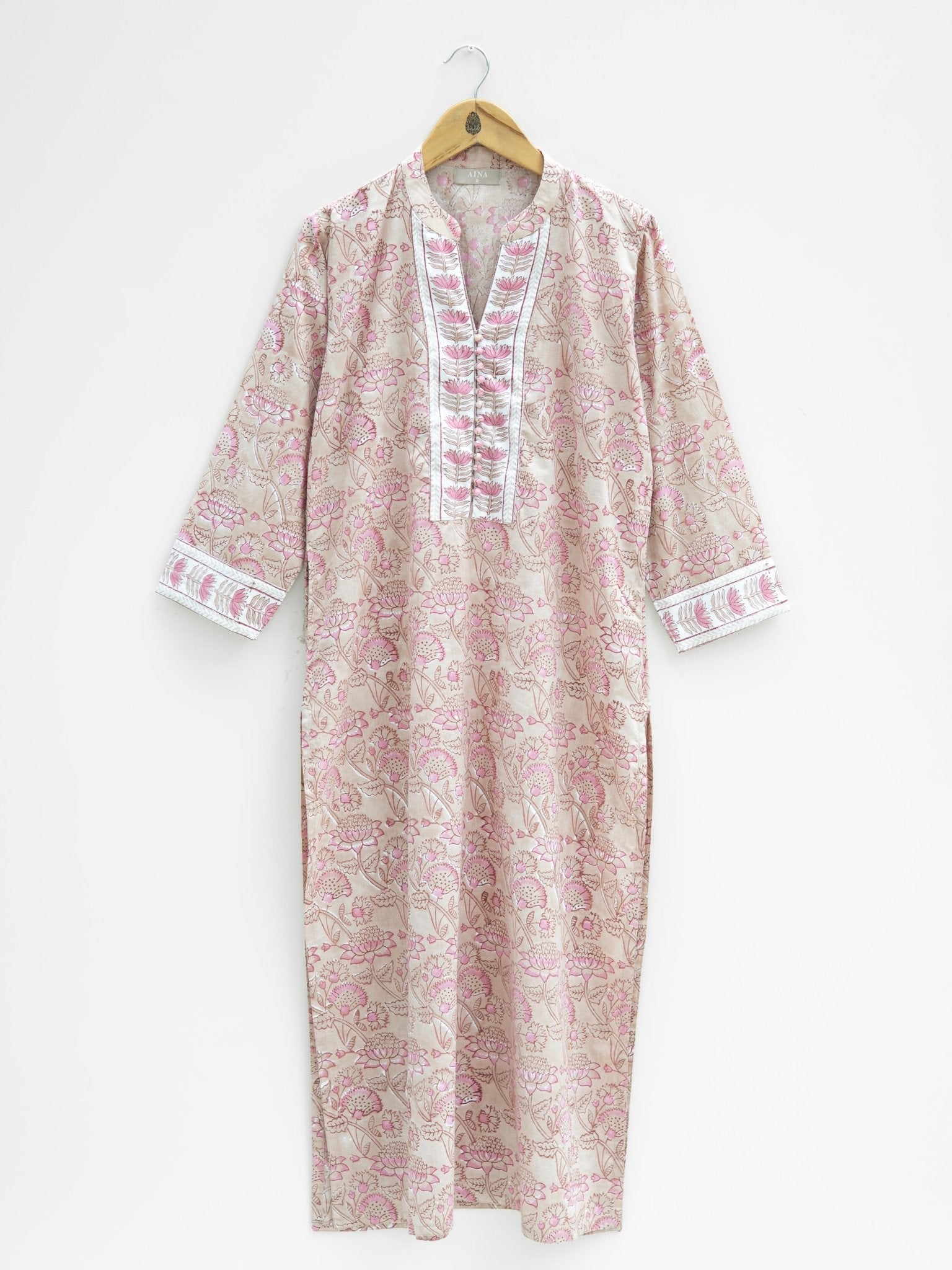 Cotton Block Printed Straight Kurta - AINA