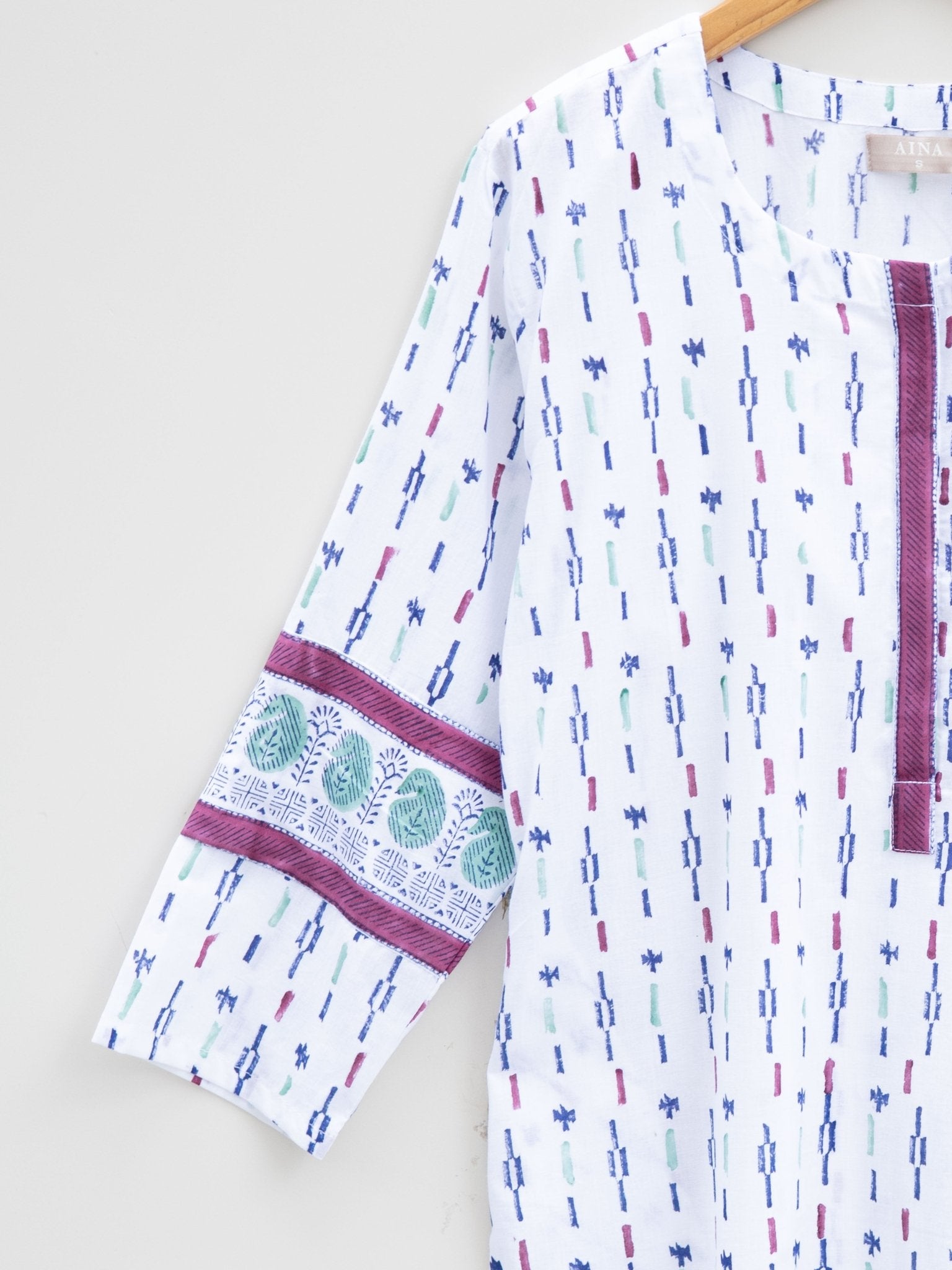 Cotton Block Printed Straight Kurta - AINA